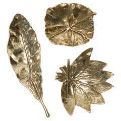 Collection of Virginia Metalcraft Cast Brass Leaf Trays/Set of 3