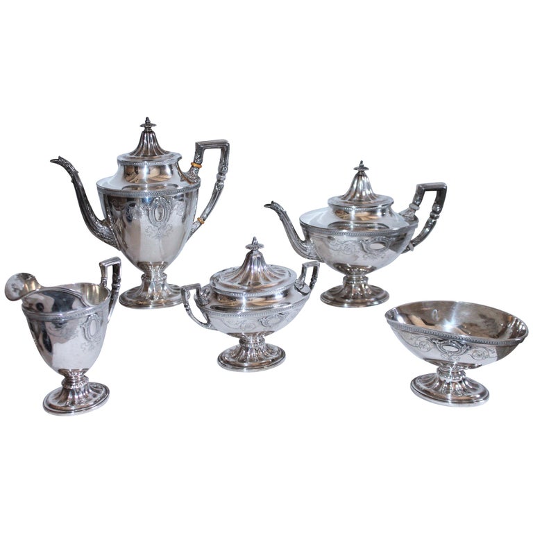Collection of Wallace Silver Sterling Tea Set, 5 Pieces For Sale at 1stDibs
