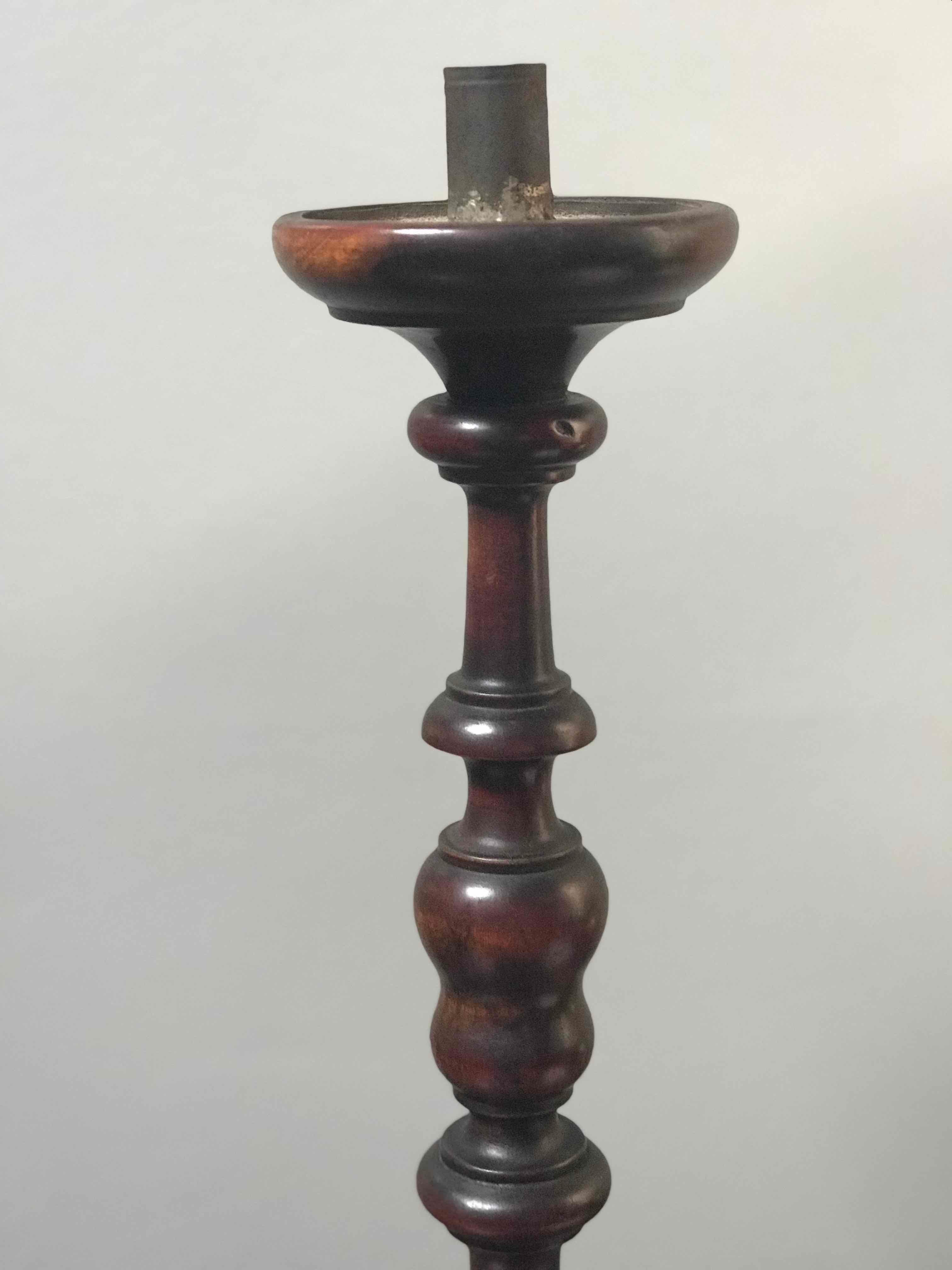 French Walnut Candlestick from 1860s France
