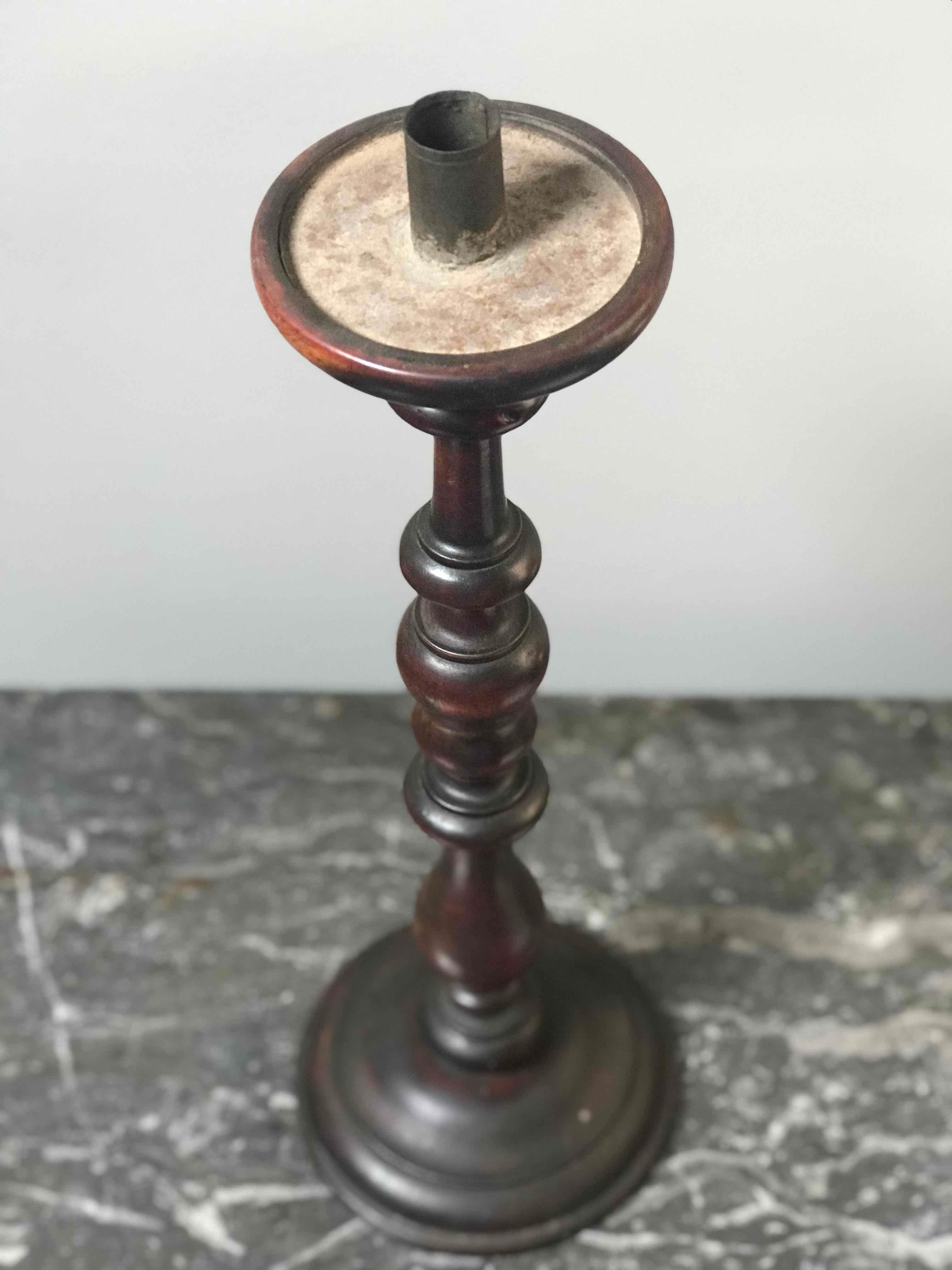Walnut Candlestick from 1860s France In Good Condition In Los Angeles, CA