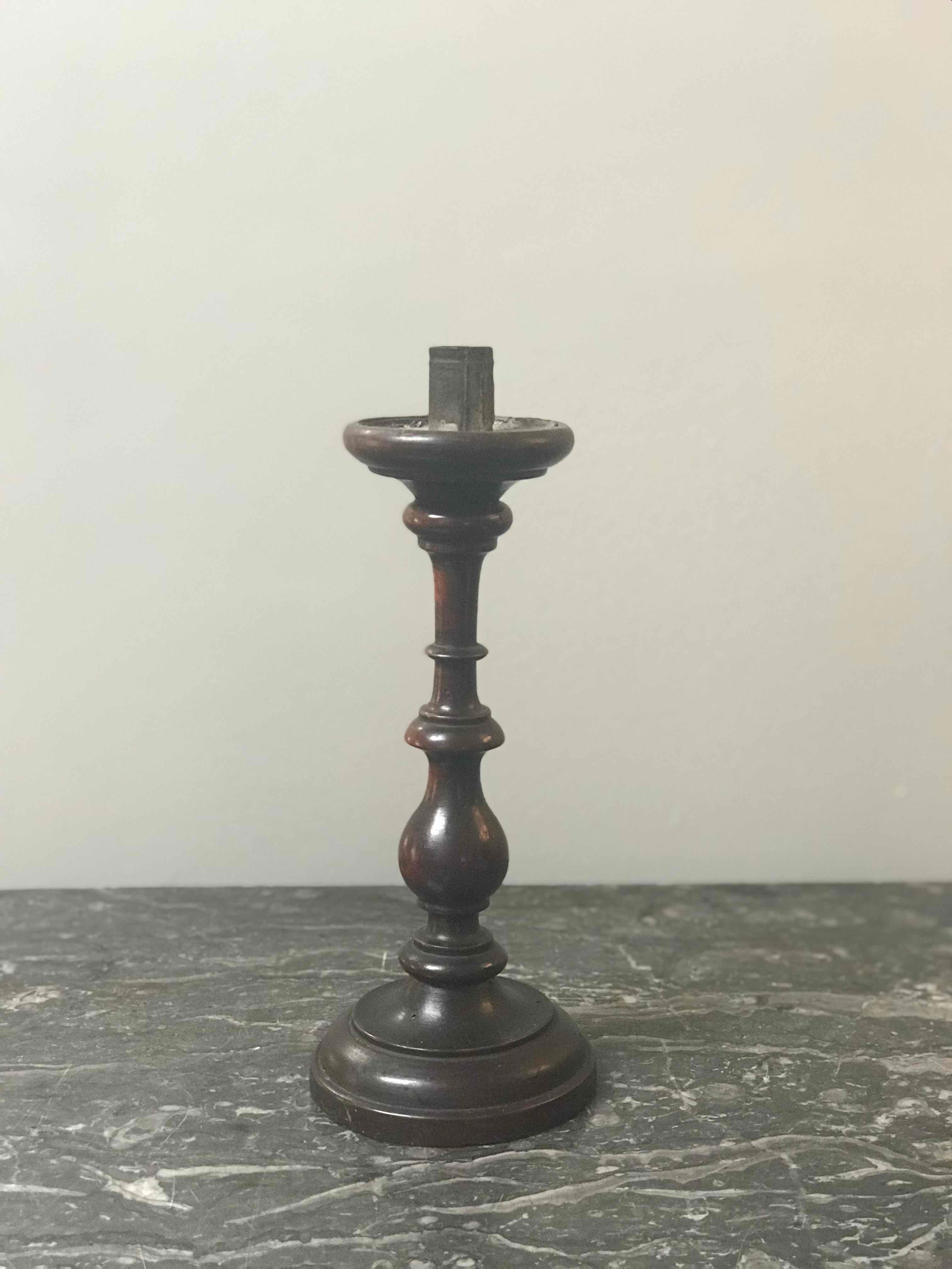 19th Century Walnut Candlestick from 1860s France
