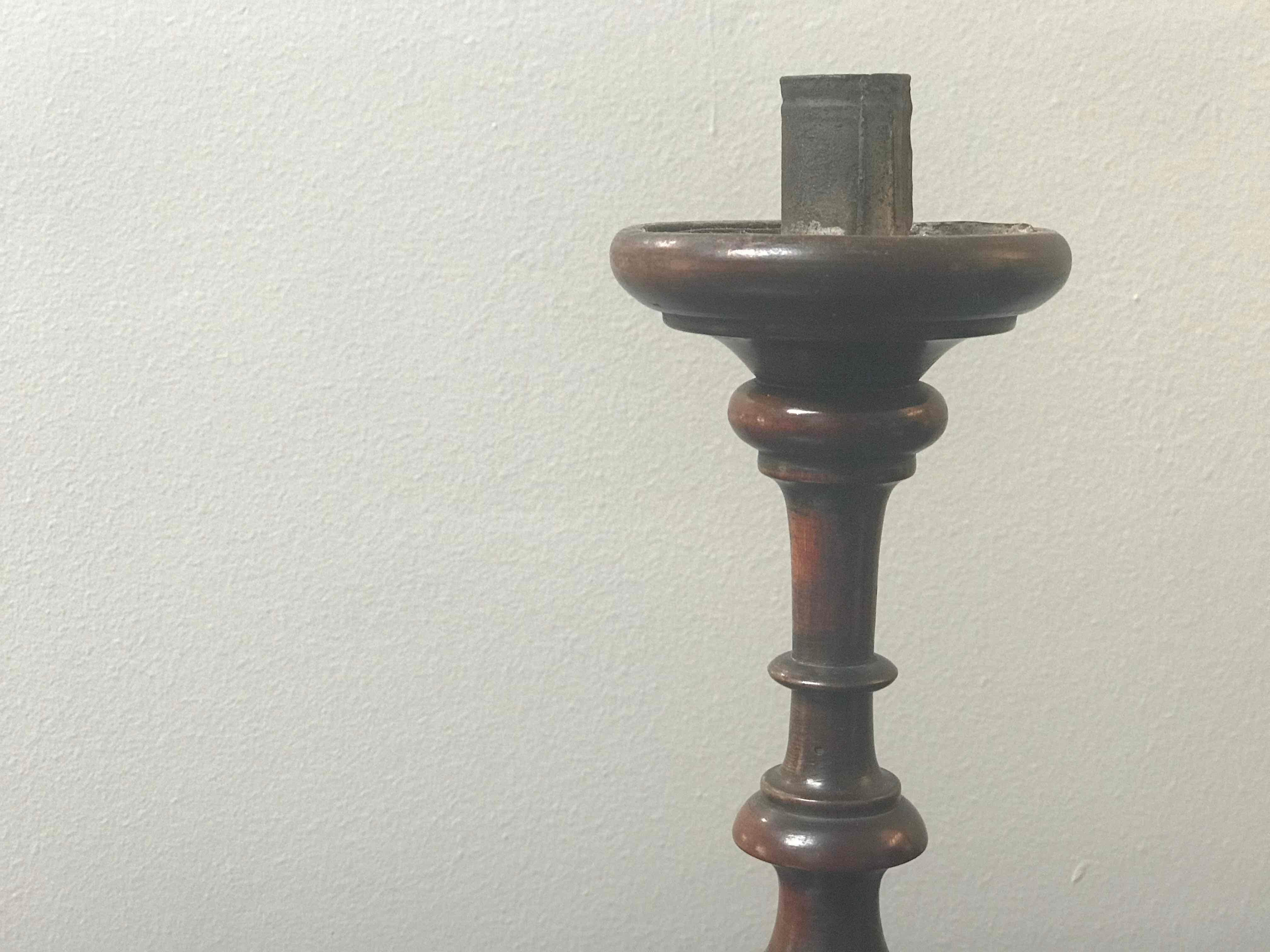 Walnut Candlestick from 1860s France 2