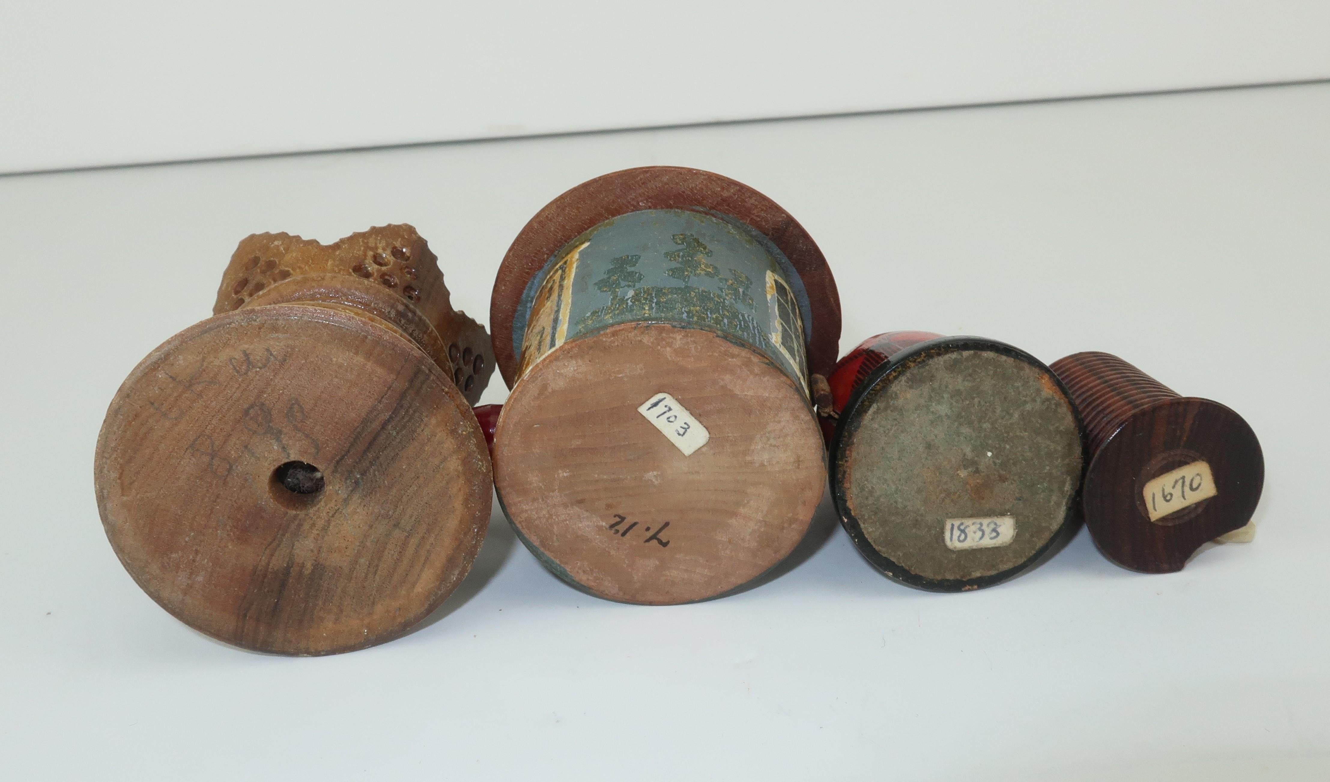 Collection of Whimsical Antique Wood Tape Measures 6