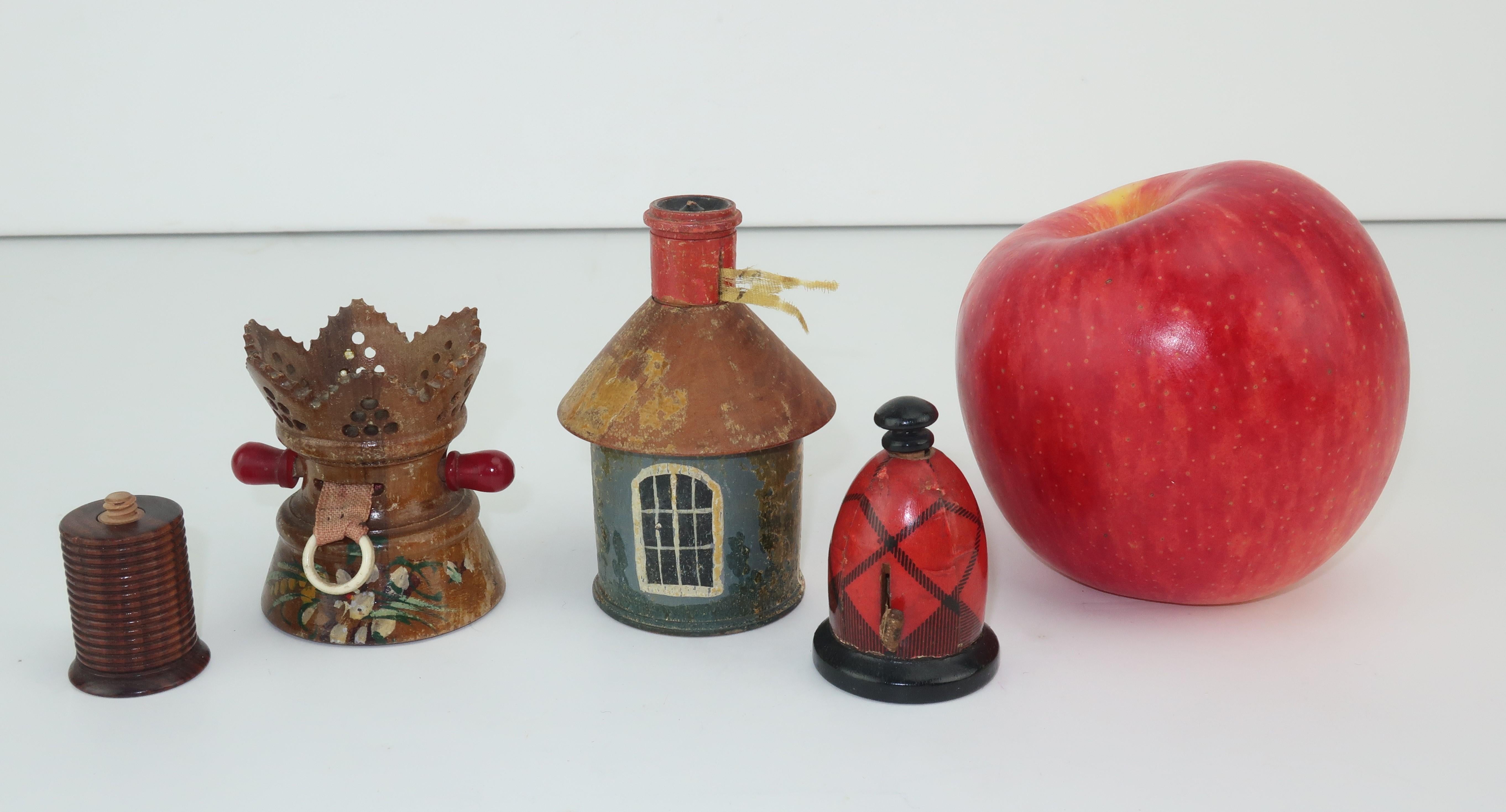 Collection of Whimsical Antique Wood Tape Measures 7