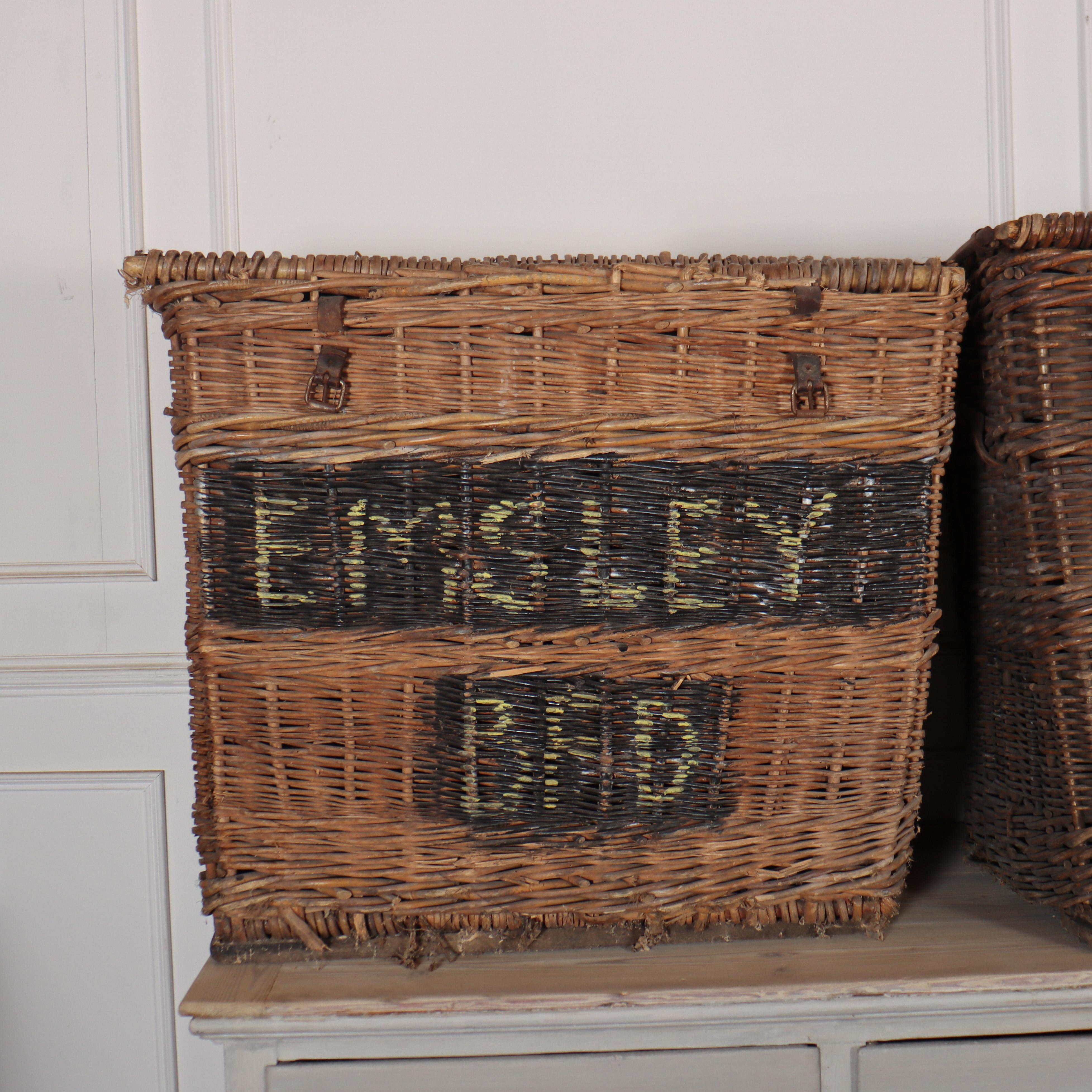 Good collection of mill baskets. Would make wonderful log baskets. 1900.

Largest basket: 34.5