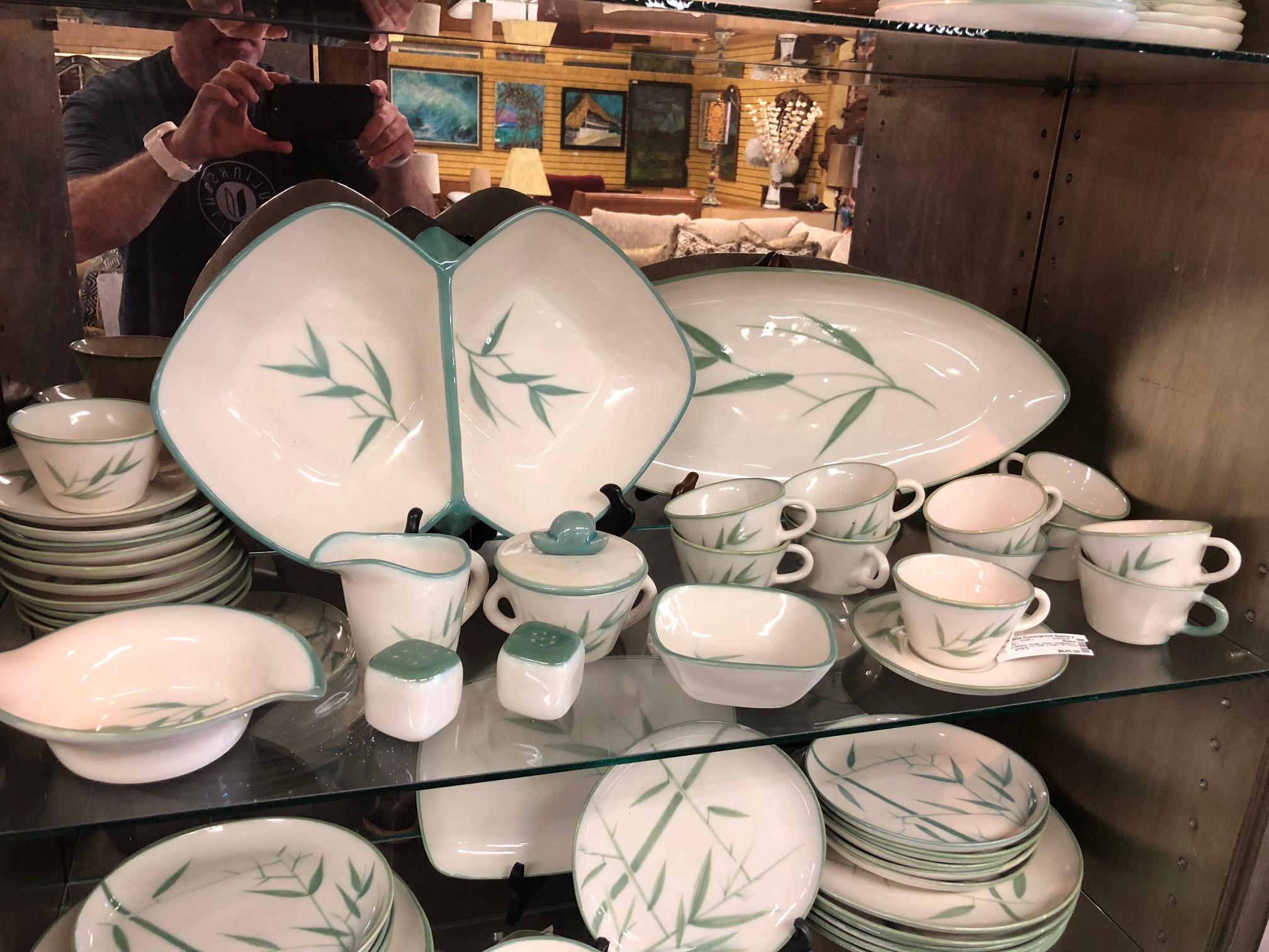 Mid-Century Modern Collection of Winfield California Green Bamboo Dinnerware