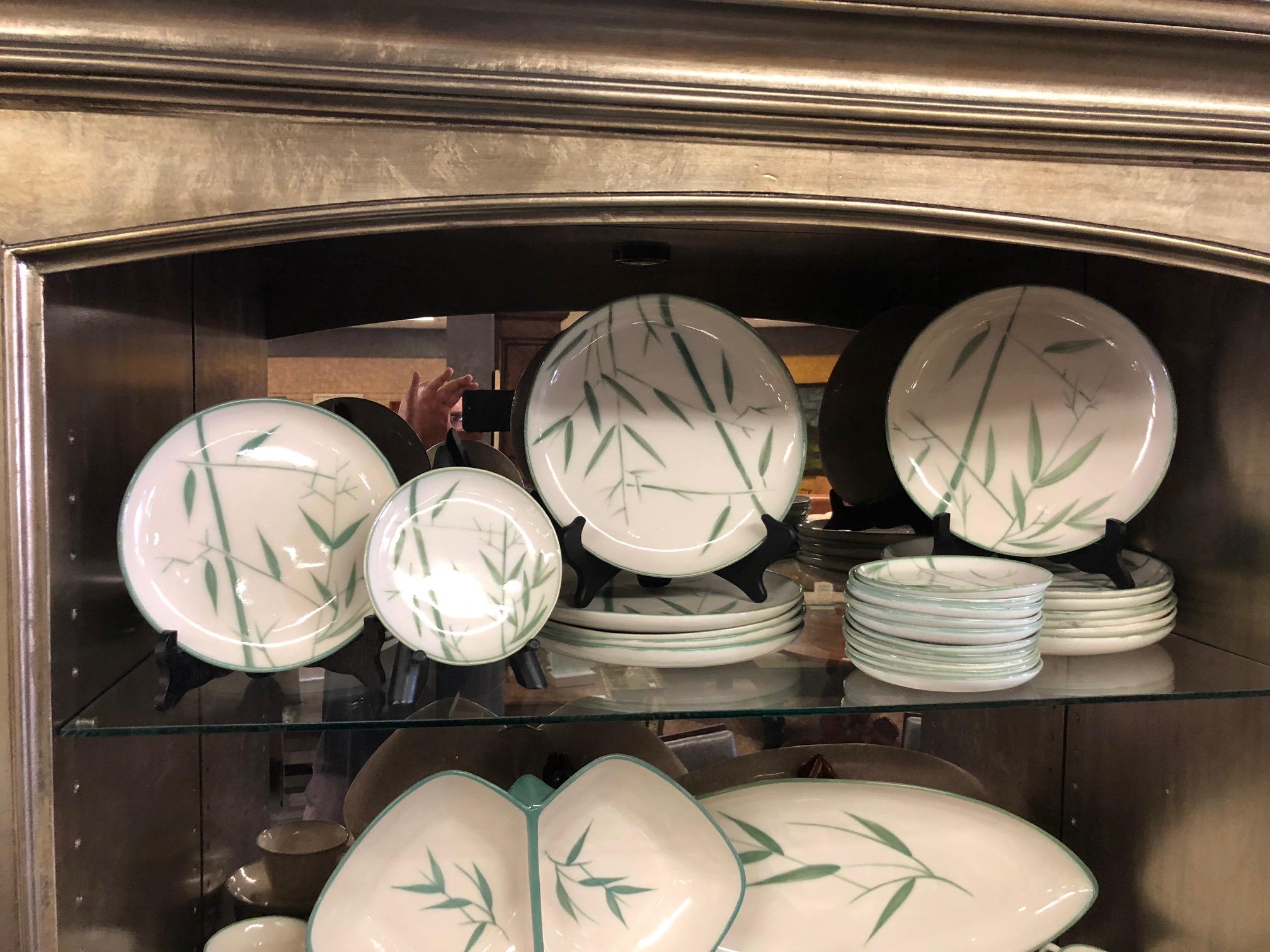 Collection of Winfield California Green Bamboo Dinnerware In Good Condition In San Diego, CA