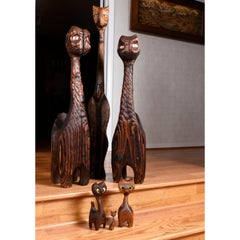 Collection of Witco Carved Cedar Wood Tiki Cats Meathead and Friends