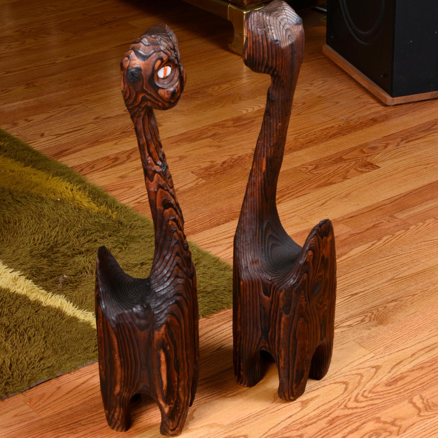 Collection de chats Tiki en bois de cèdre sculpté de Witco, Meathead et ses amis Bon état - En vente à Chattanooga, TN