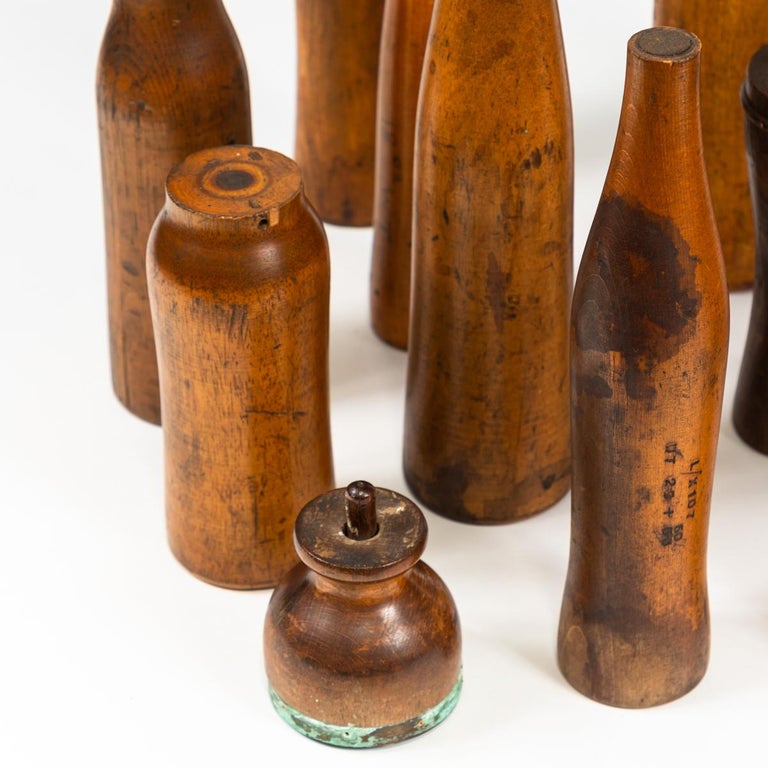 Collection of Wooden Bottle Molds from the John Lumb and Co. Glassworks