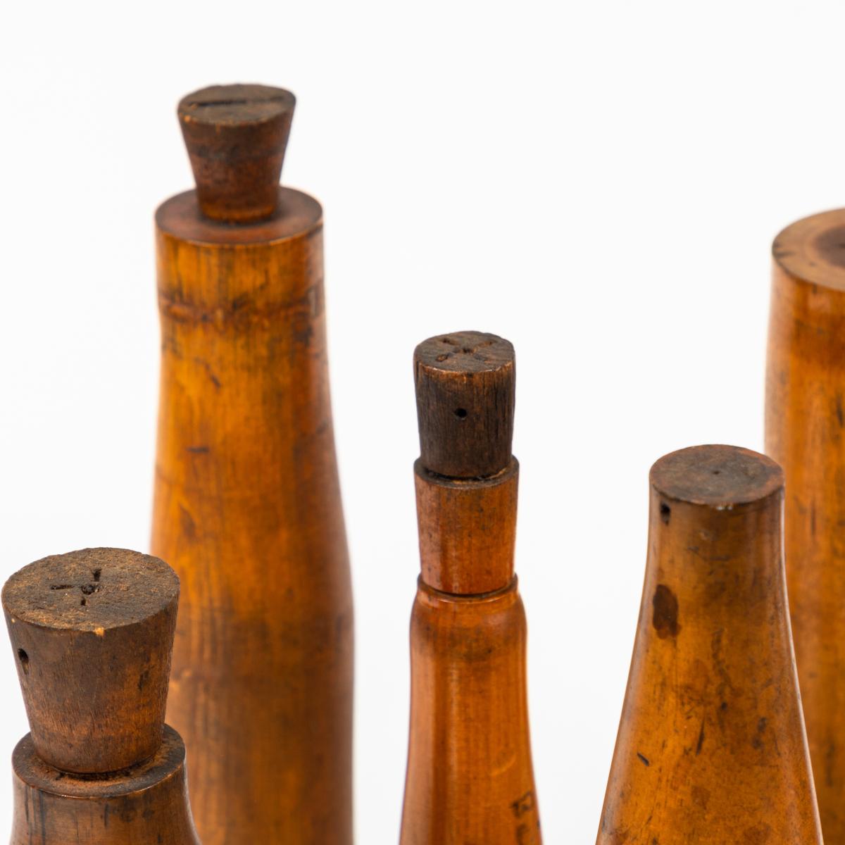 Edwardian Collection of Wooden Bottle Molds from the John Lumb and Co. Glassworks