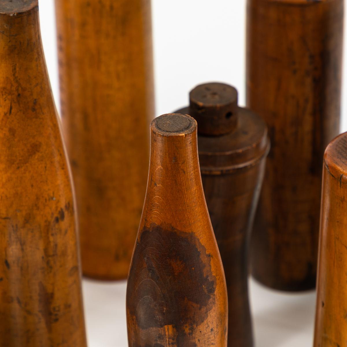 English Collection of Wooden Bottle Molds from the John Lumb and Co. Glassworks