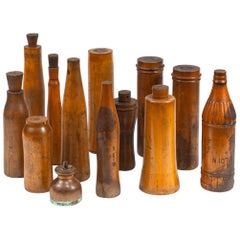 Antique Collection of Wooden Bottle Molds from the John Lumb and Co. Glassworks