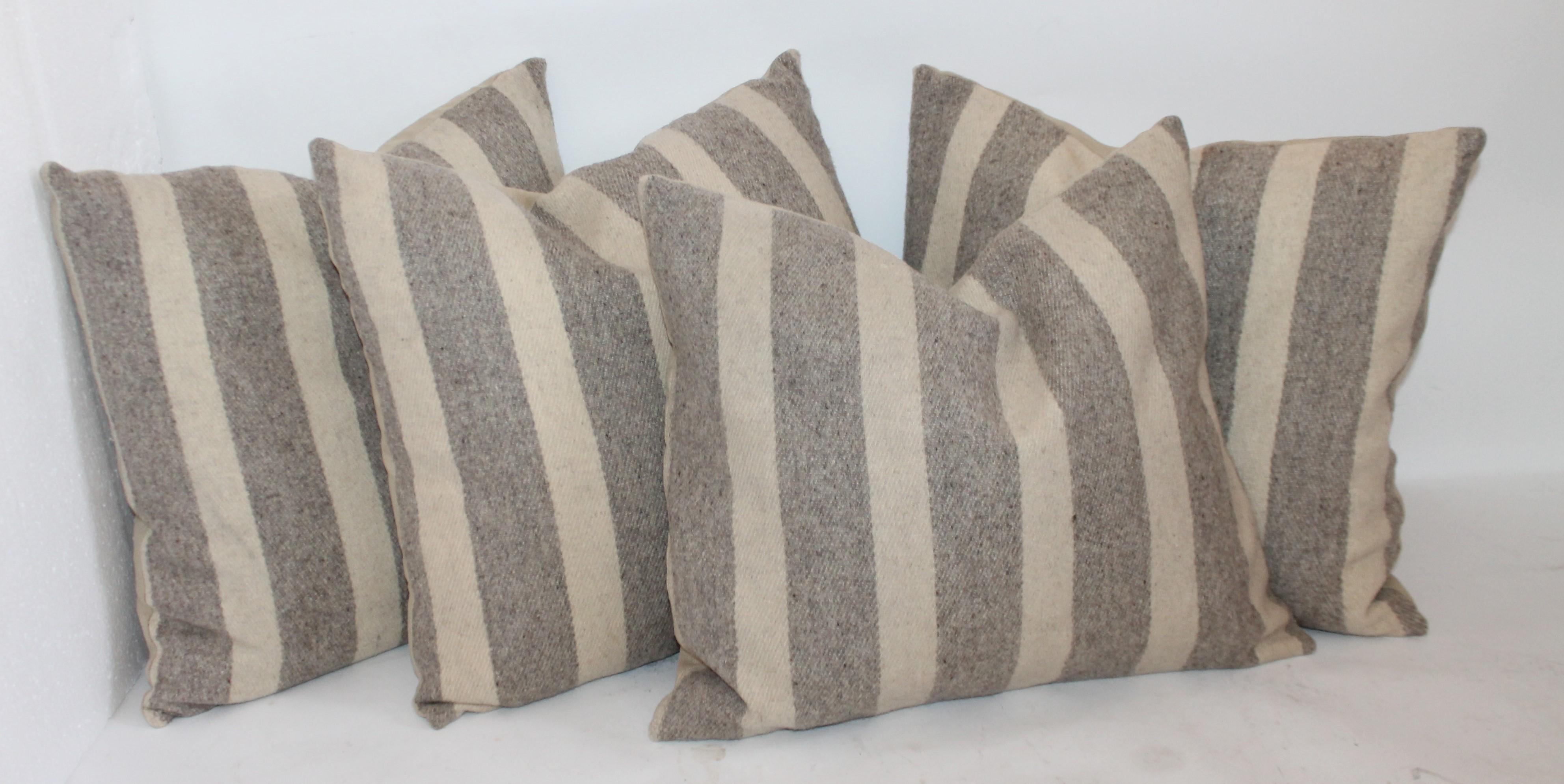 Adirondack Collection of Wool Plaid Pillows, Six Pillows Total