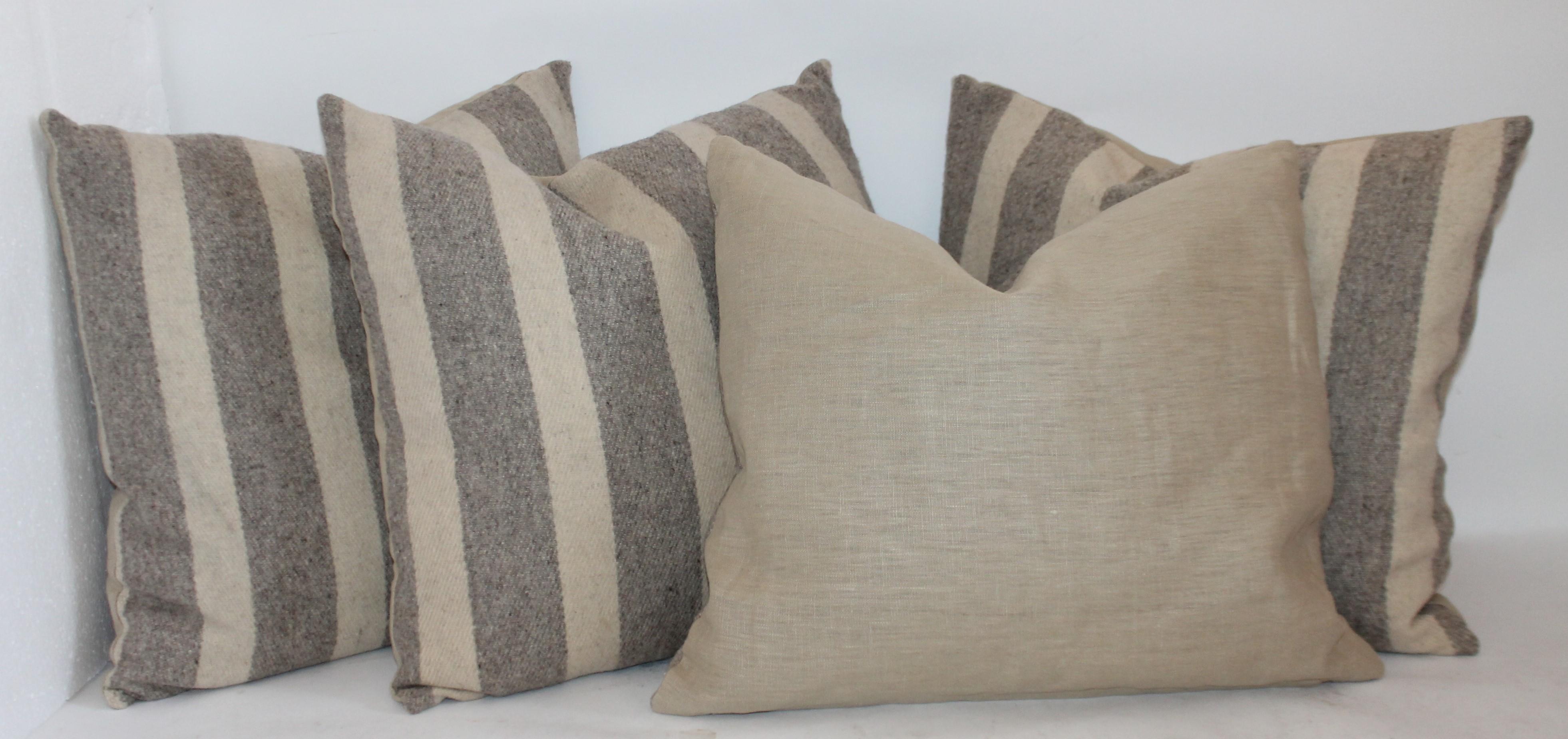 20th Century Collection of Wool Plaid Pillows, Six Pillows Total
