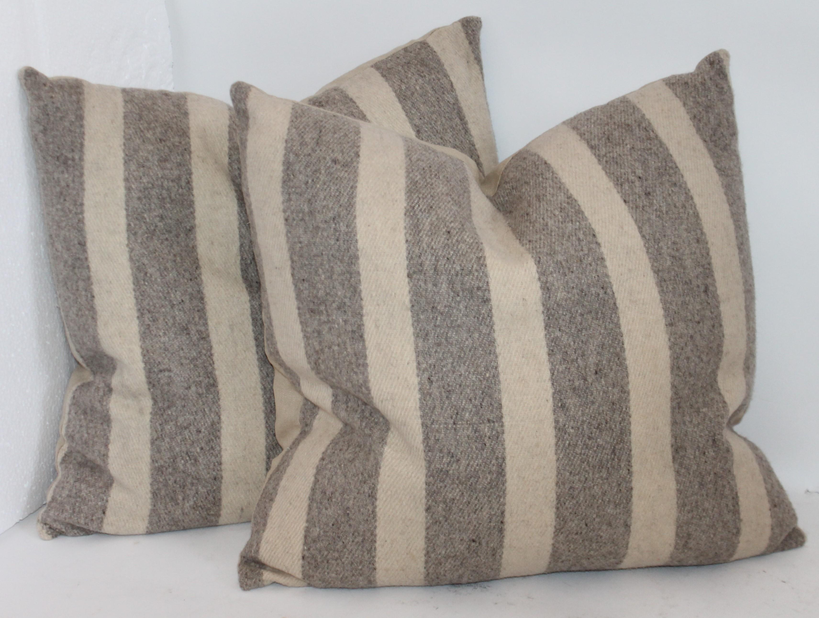 Cotton Collection of Wool Plaid Pillows, Six Pillows Total