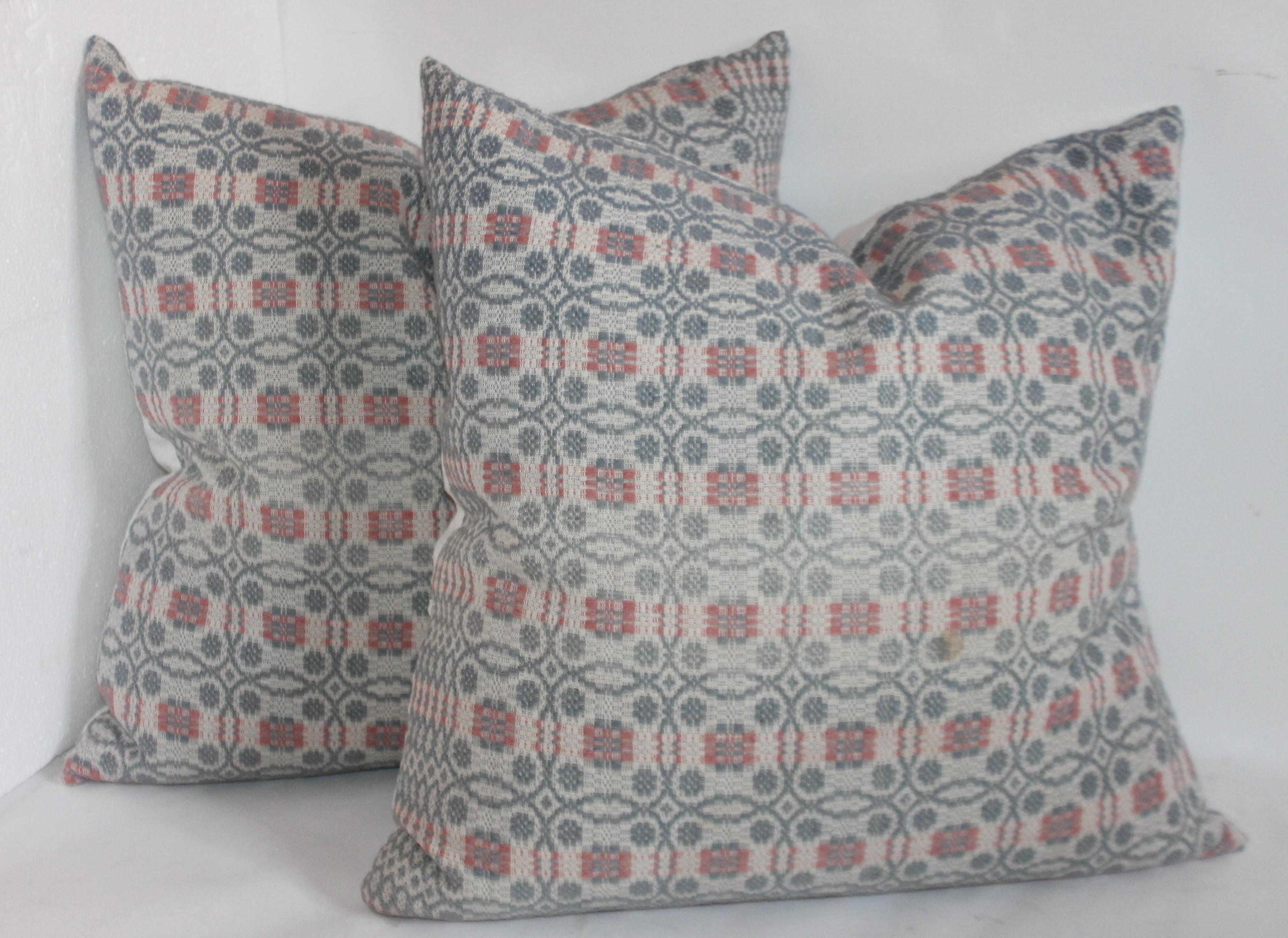 Hand-Crafted Collection of Woven Coverlet Pillows For Sale