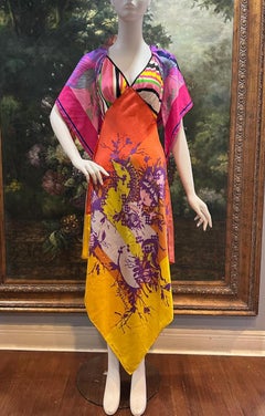 COLLECTION Orange Silk 1960s 3 scarf Dress