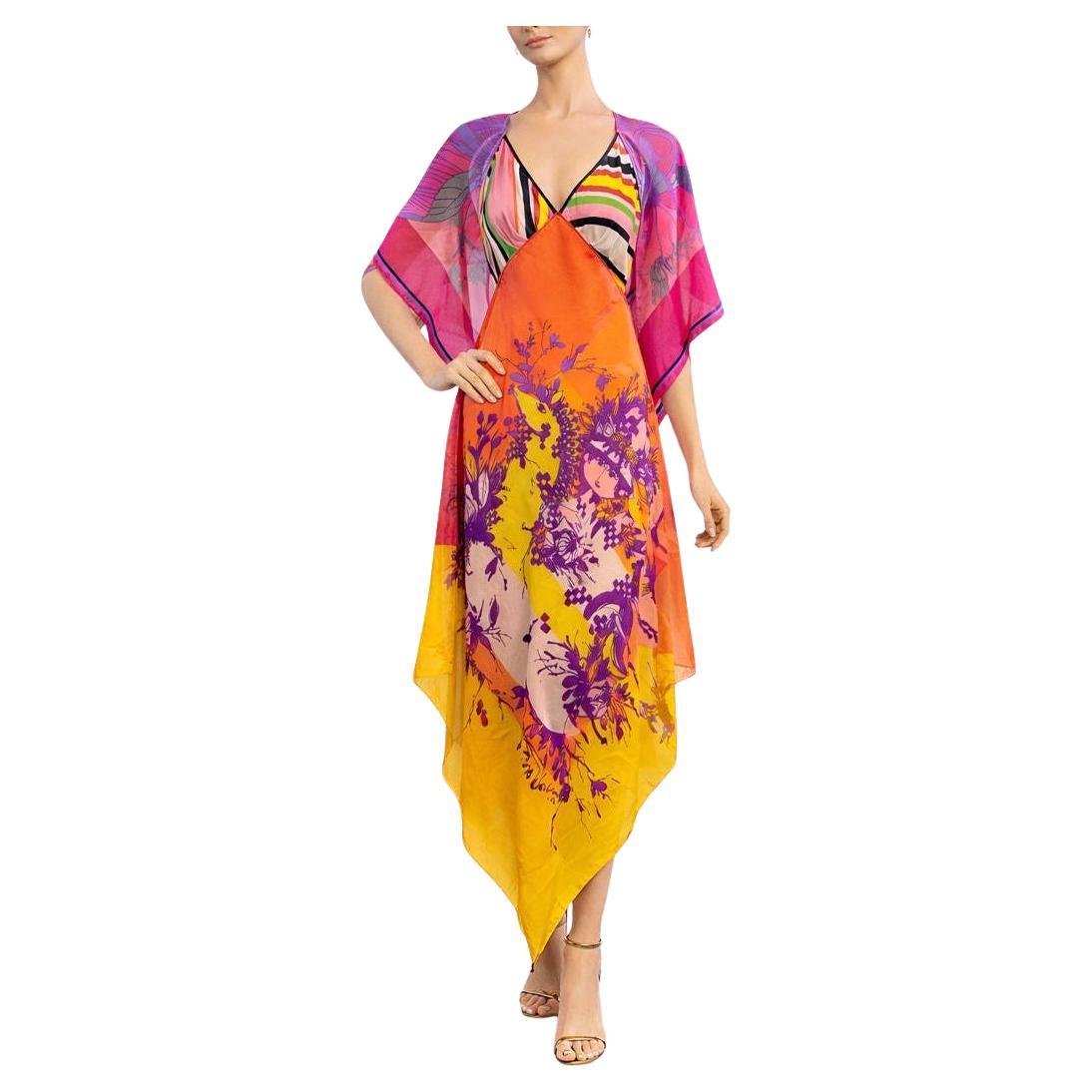 COLLECTION Orange Silk 1960s 3 scarf Dress For Sale