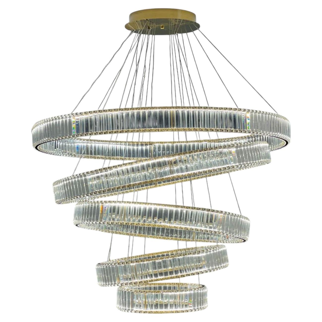 Lustre « Collection Orione 2.0 », métal et cristal, NCS 195/5/120, par JAGO