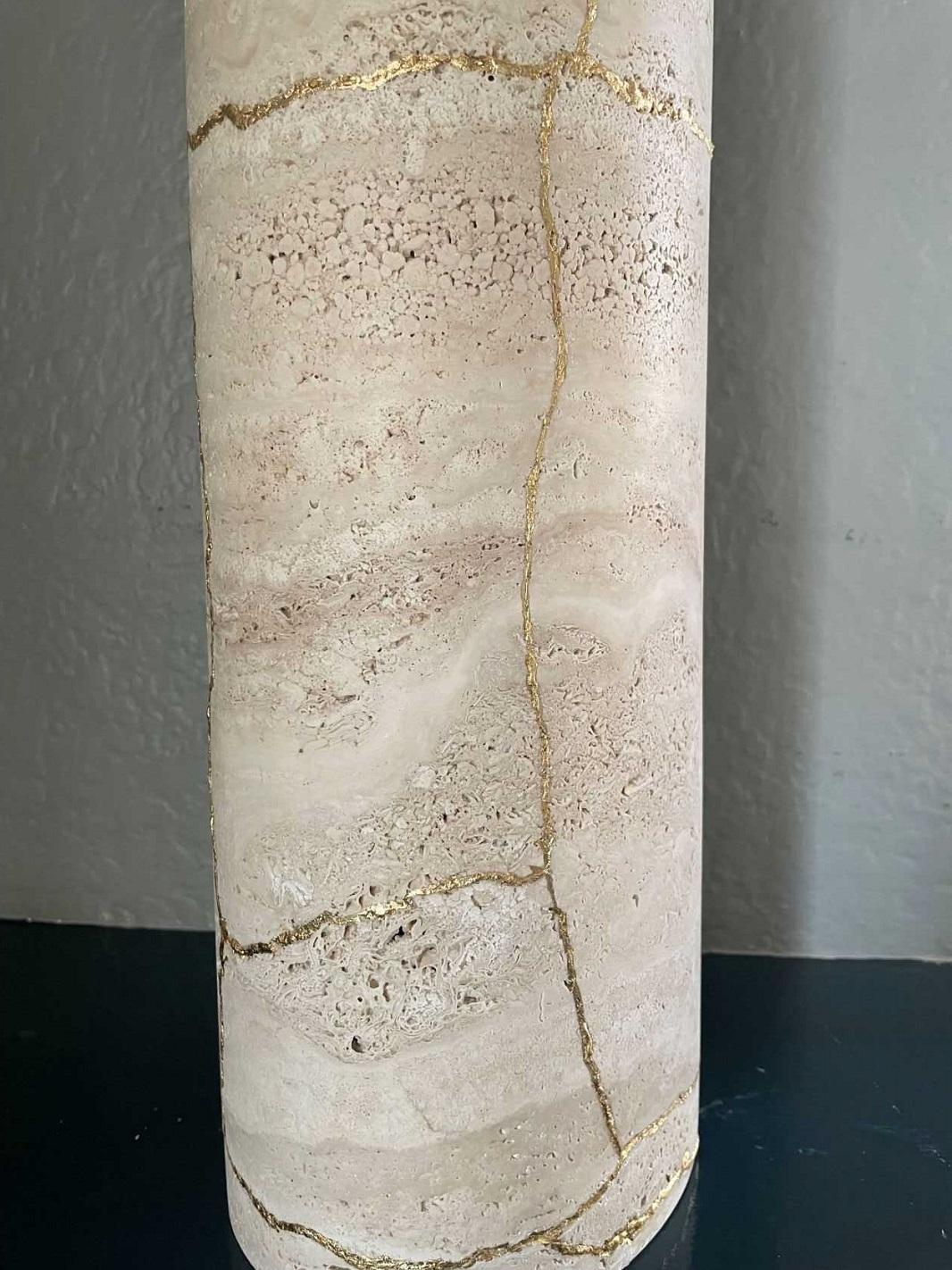 Collection Particuliere Large Travertine BOS Vase In Good Condition For Sale In LOS ANGELES, CA