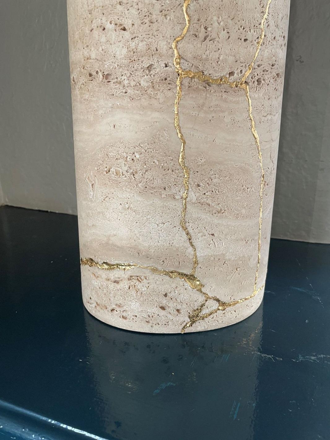 Contemporary Collection Particuliere Large Travertine BOS Vase For Sale