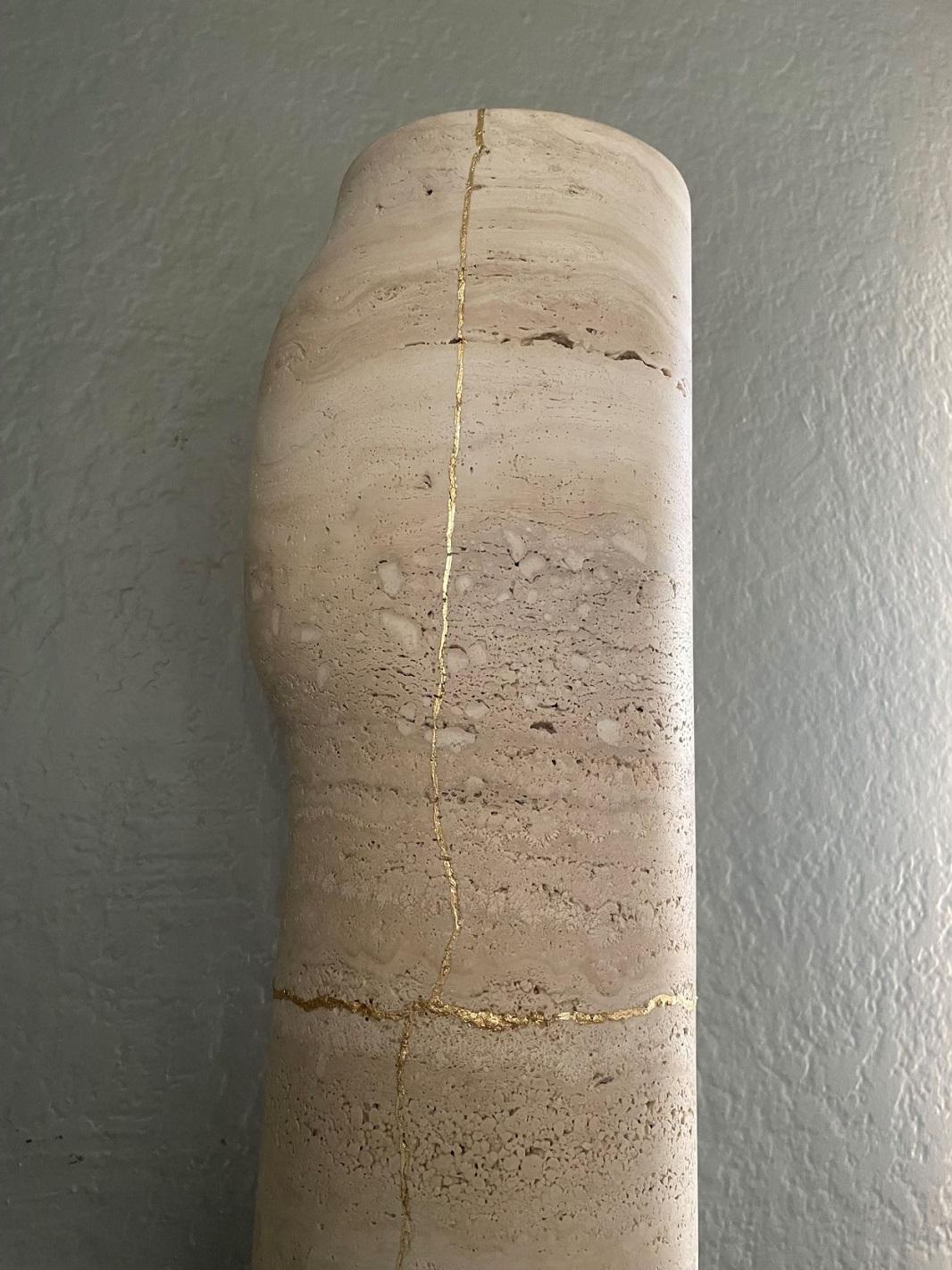 Collection Particuliere Large Travertine BOS Vase For Sale 1