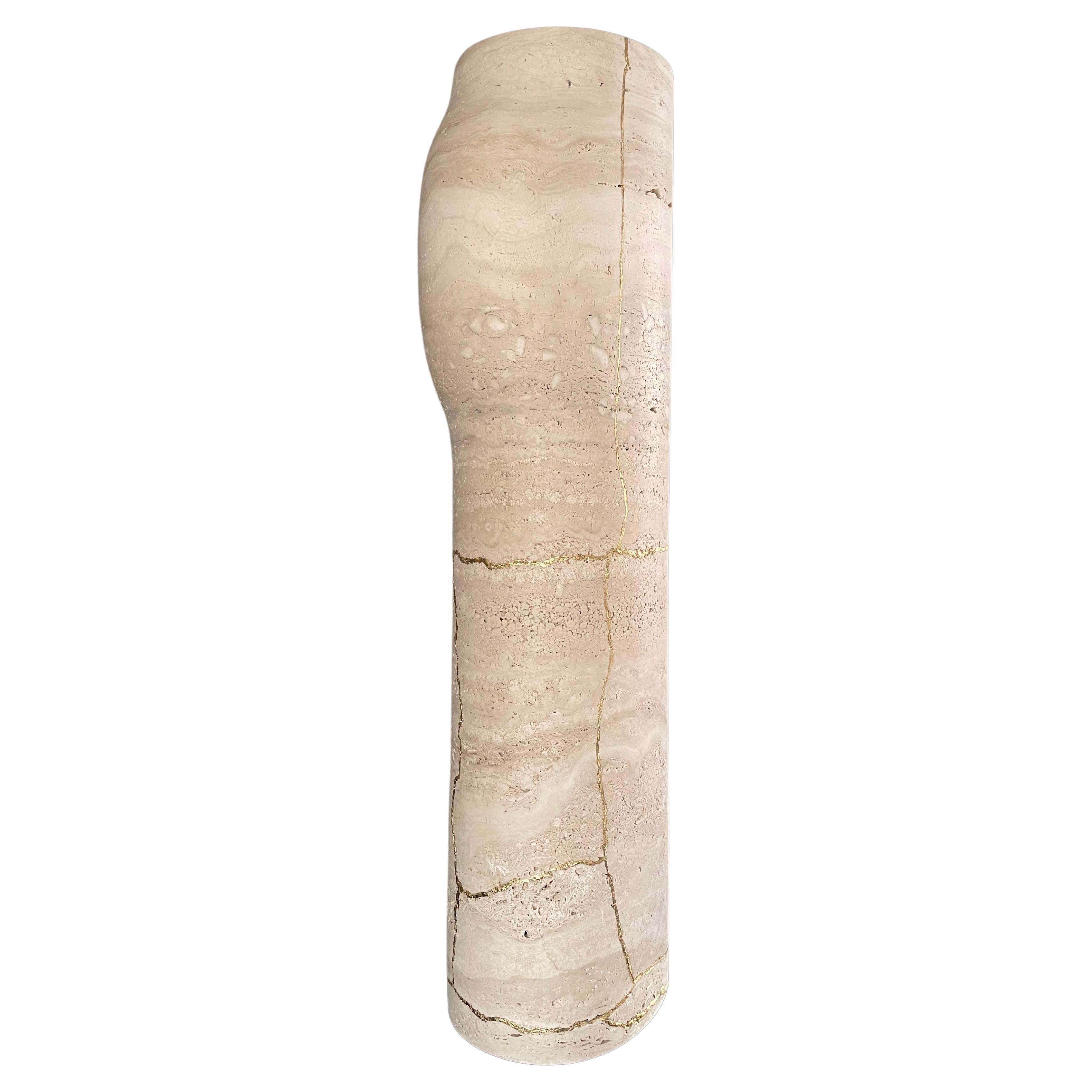 Collection Particuliere Large Travertine BOS Vase For Sale
