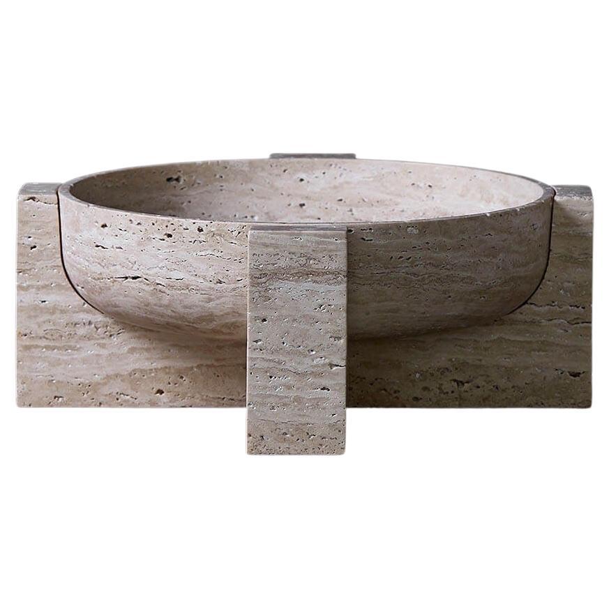 Collection Particulière Travertine 'Key' Fruit Bowl Large by Arno Declercq  For Sale