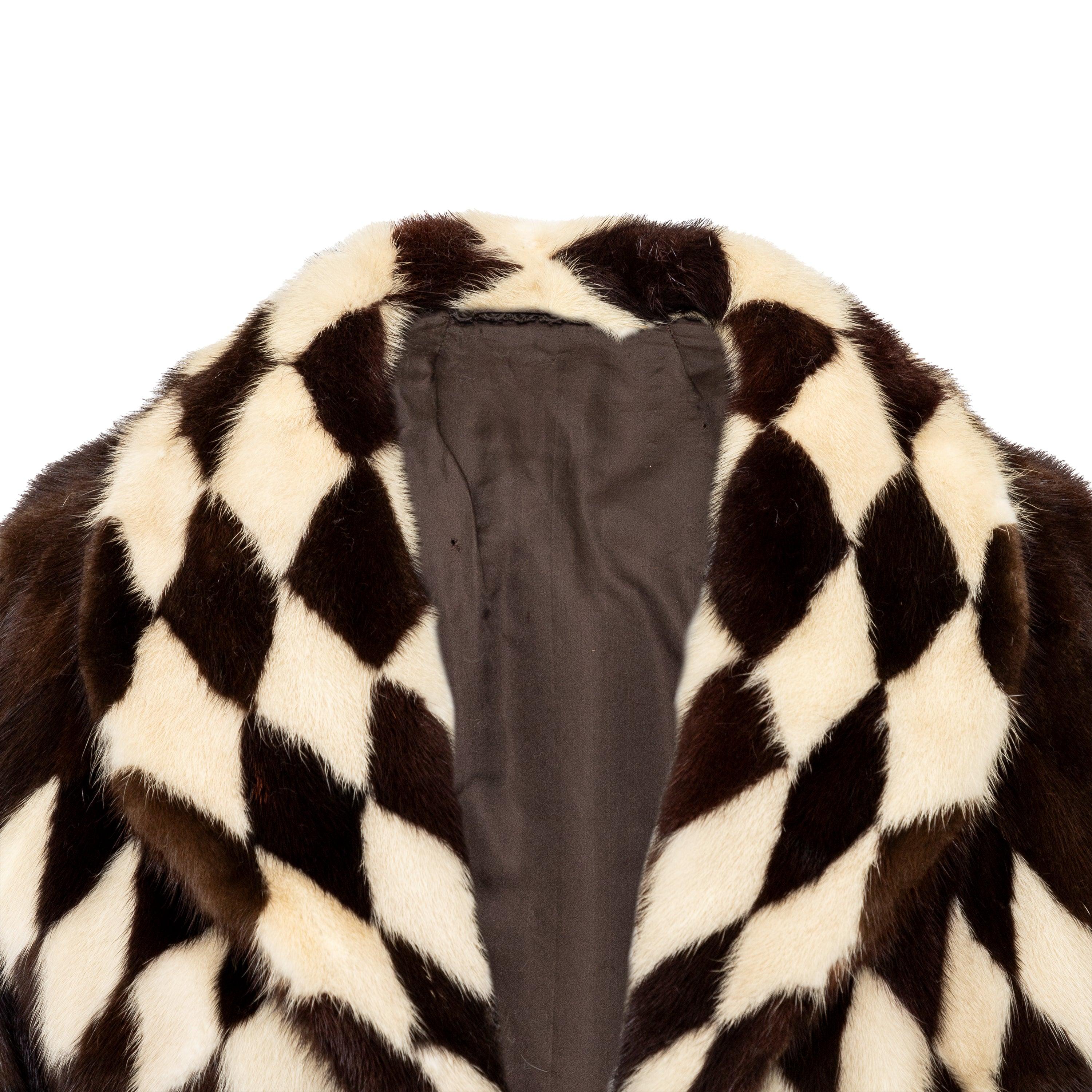 Collection Priveé Fur Coat in Harlequin Pattern - '60s In Good Condition In Milano, IT
