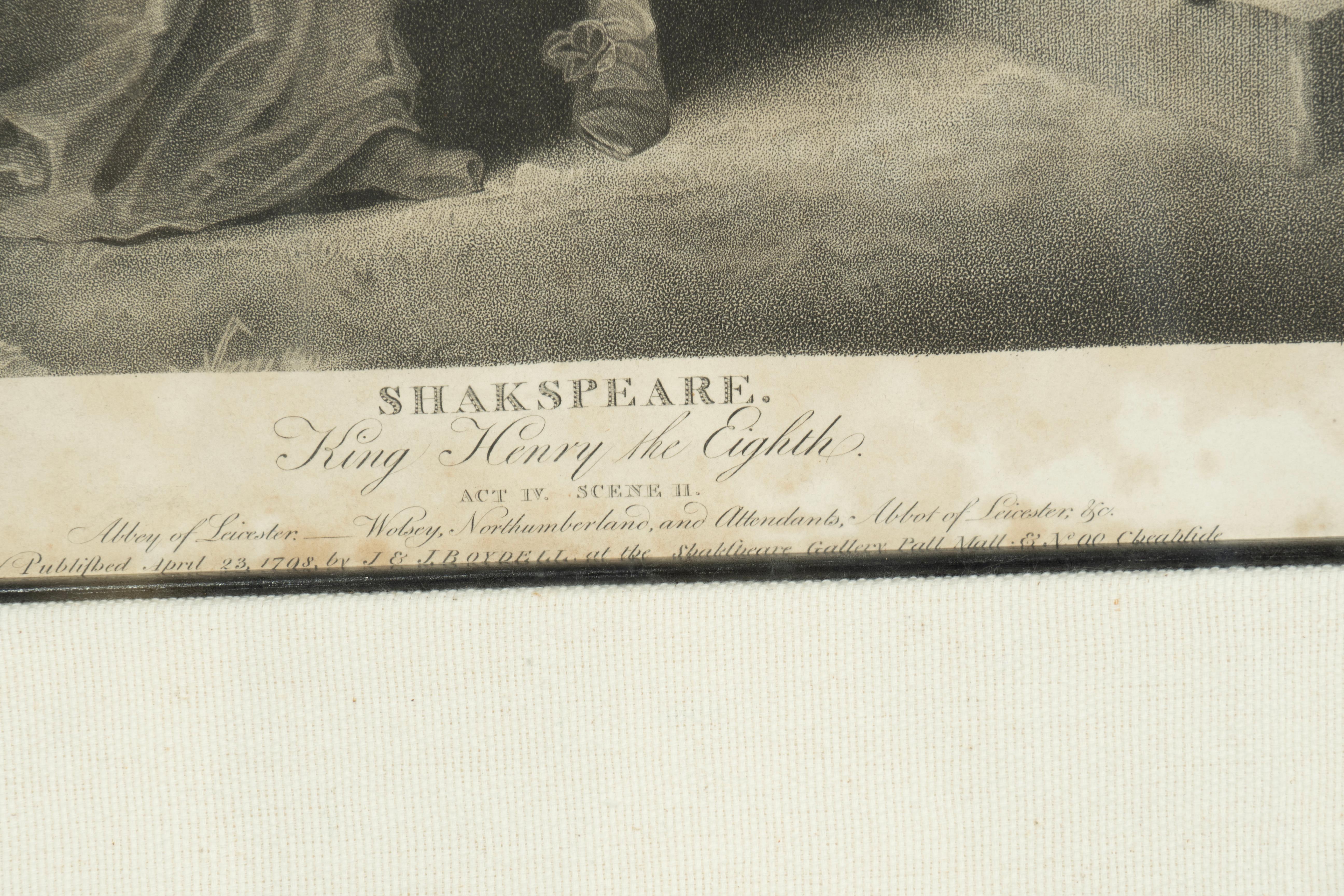 Collection six encadrées  Gravures de scènes de théâtre de Shakespeare par Boydell en vente 4