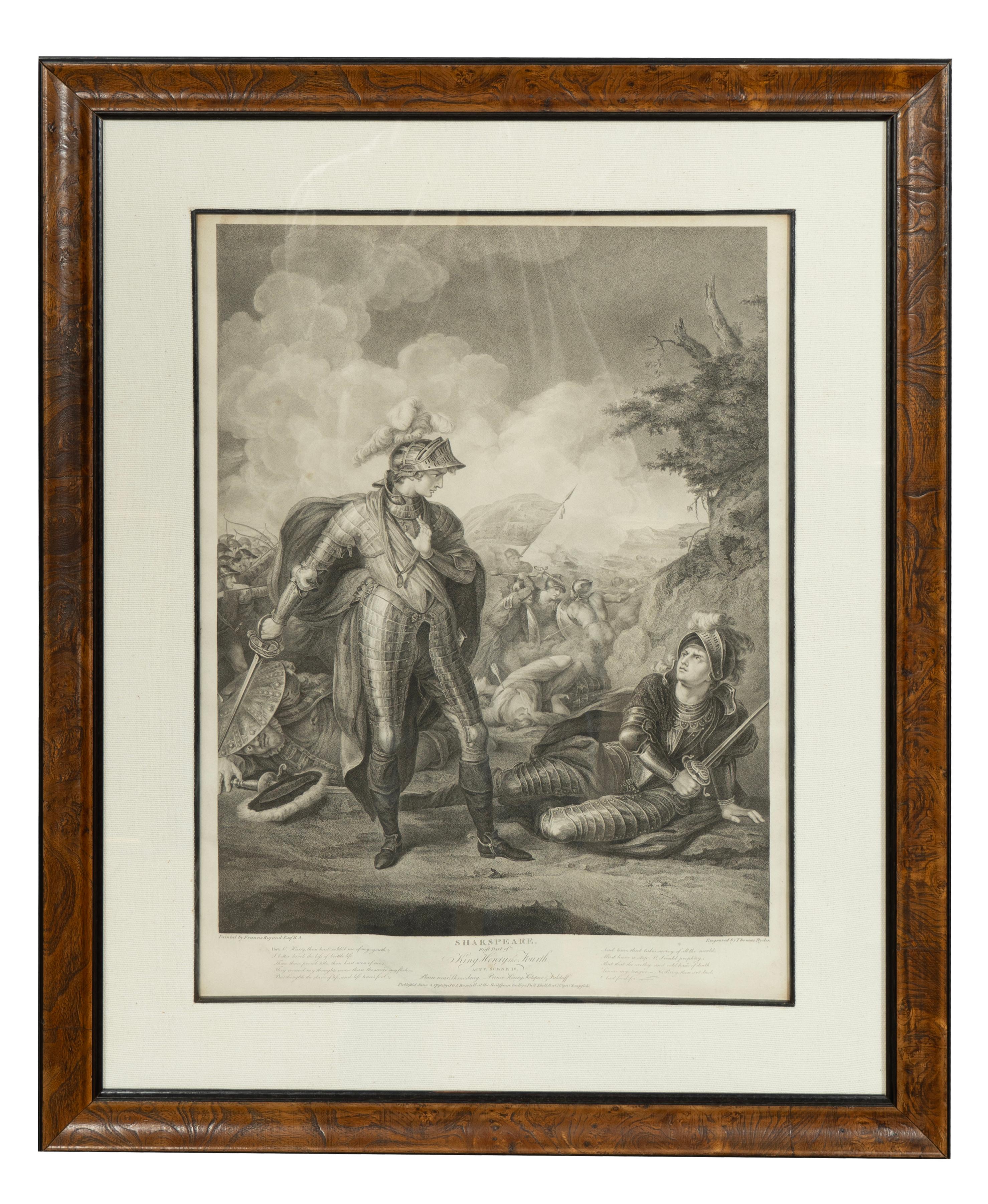 Orme Collection six encadrées  Gravures de scènes de théâtre de Shakespeare par Boydell en vente