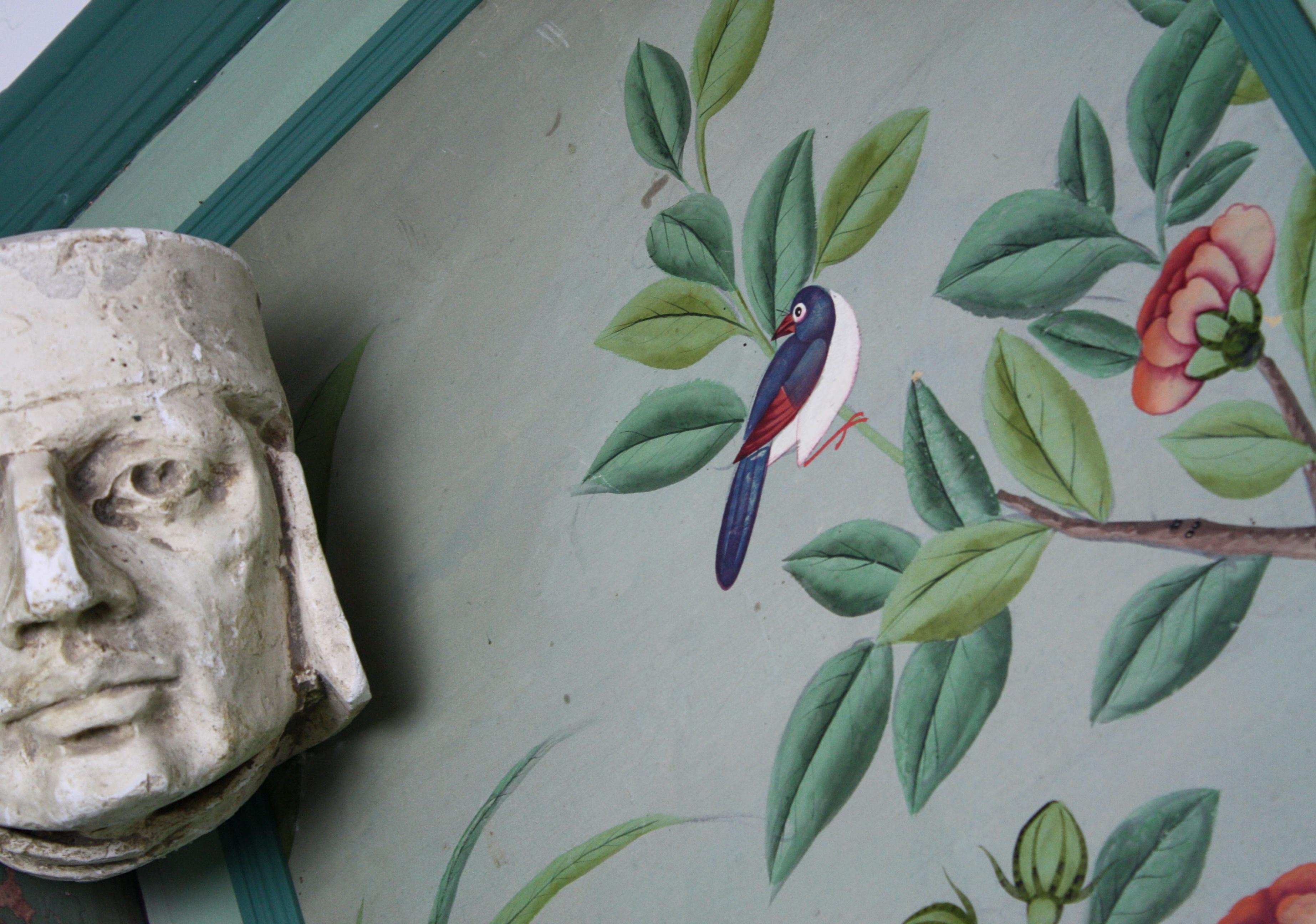 Collection, Six George III Hand Painted Pale Green Chinoiserie Wallpaper Panels 5