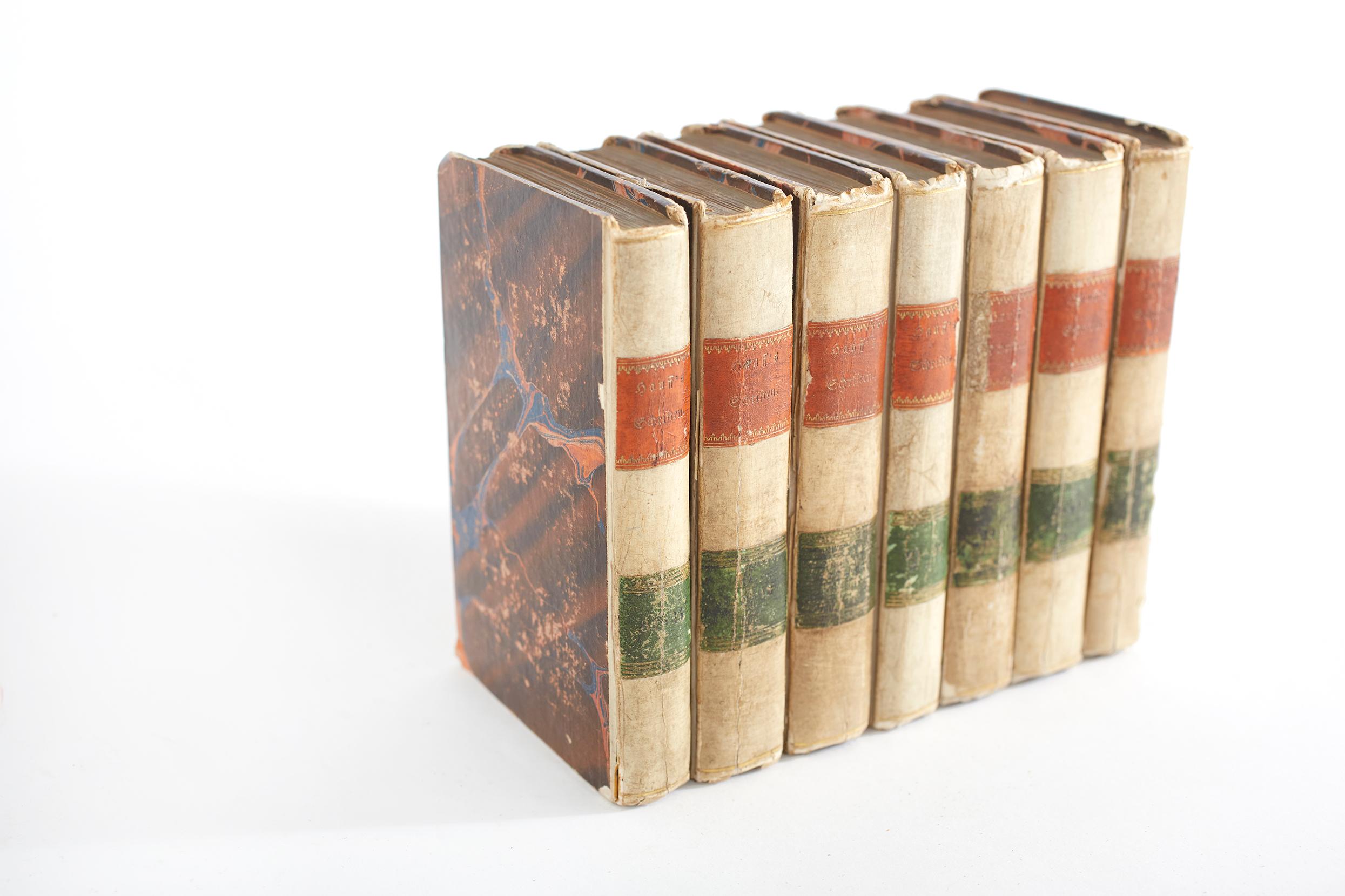 Collection of small pocket gilt leather bound book set of Seven volumes. 