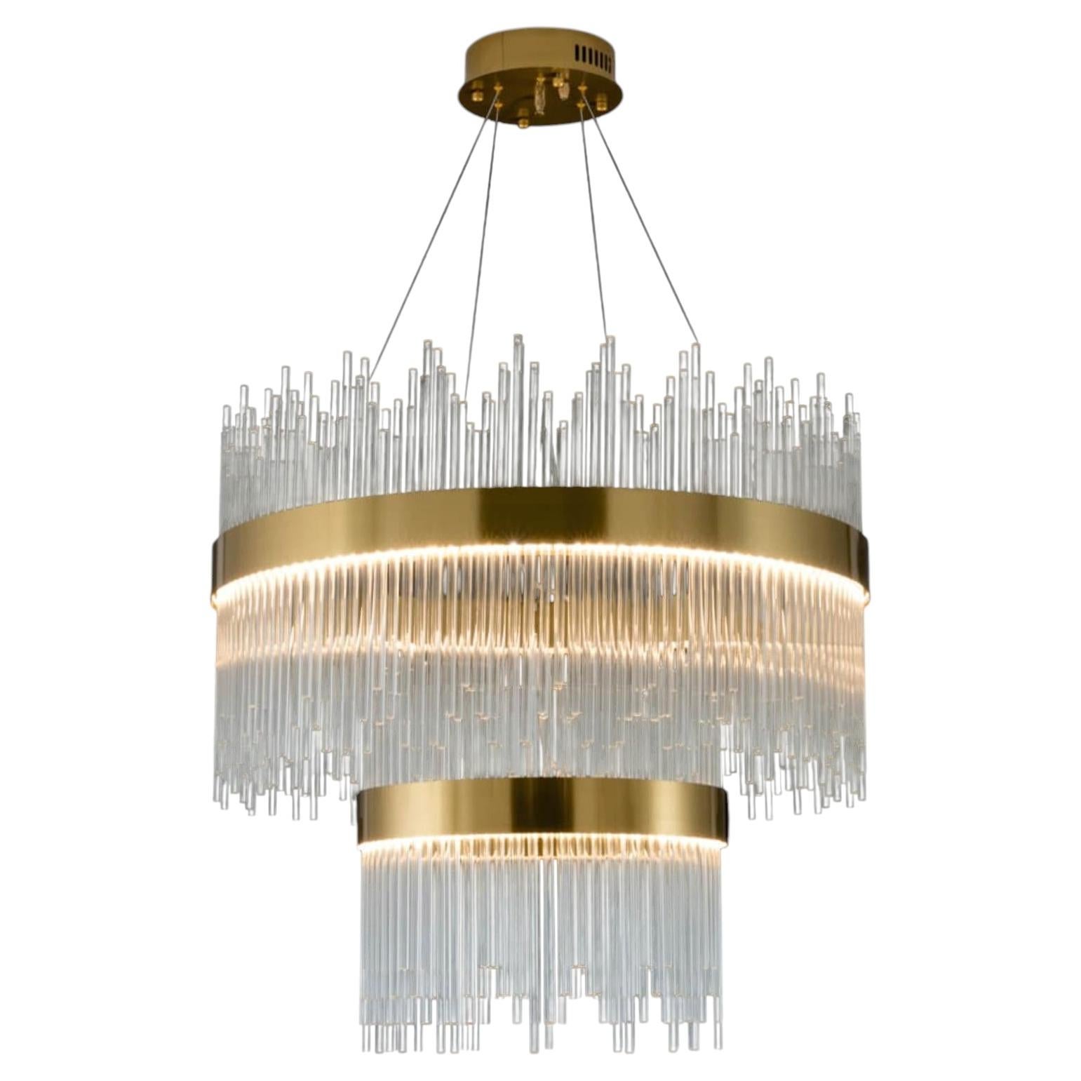Collection Spiga Chandelier, Metal and Glass, NCS 162/2/80 by JAGO