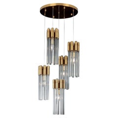 Collezione Urano: lampadario in metallo, cristallo e vetro, NCS 167/5/40 di JAGO