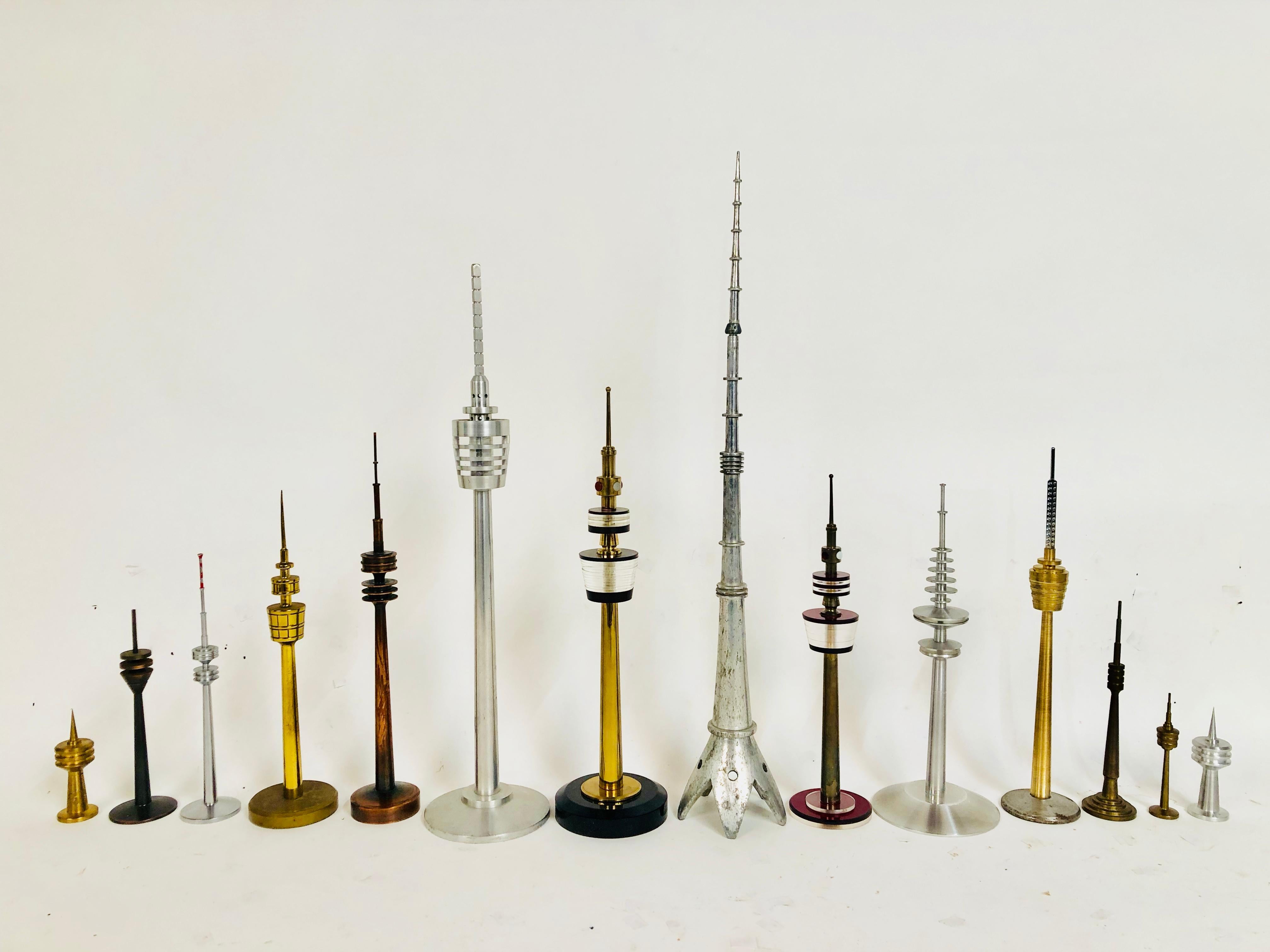 Collection Vintage Space Age Looking TV Tower Models circa 1950-1970 from Europe 5