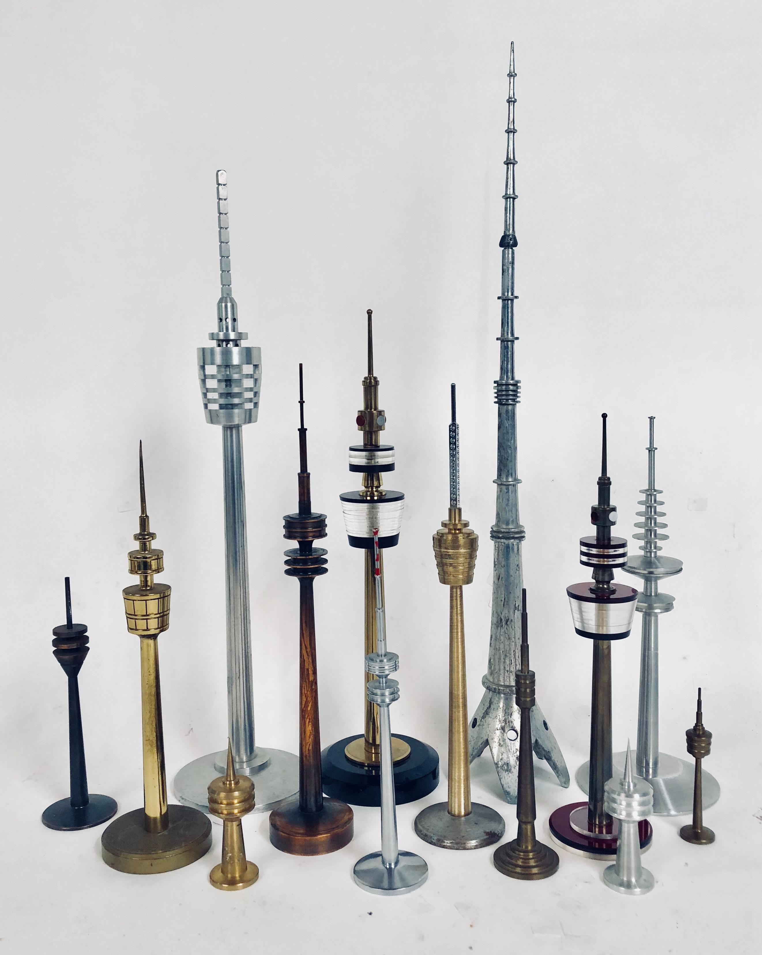 Collection Vintage Space Age Looking TV Tower Models circa 1950-1970 from Europe 6
