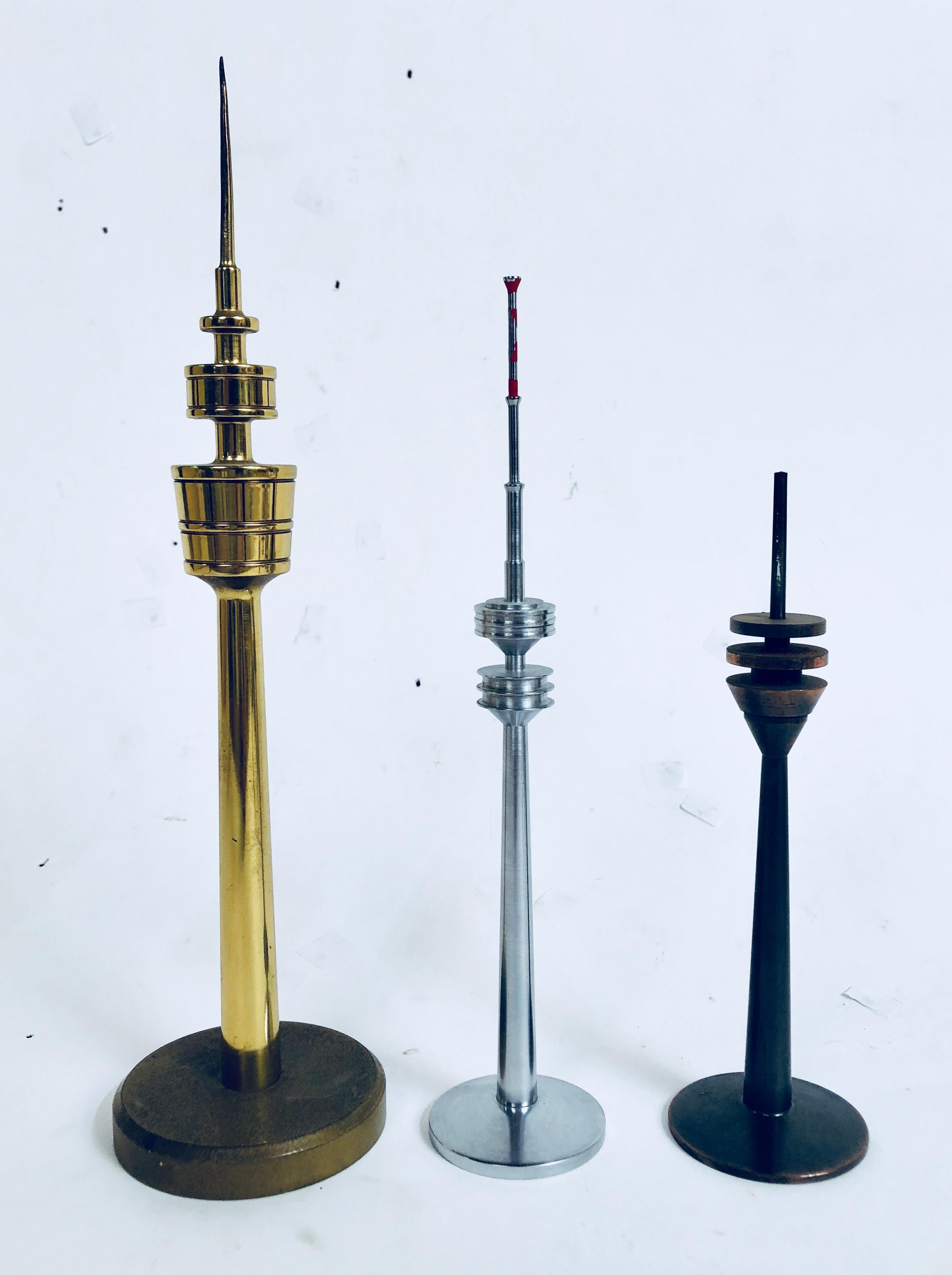Collection Vintage Space Age Looking TV Tower Models circa 1950-1970 from Europe 1