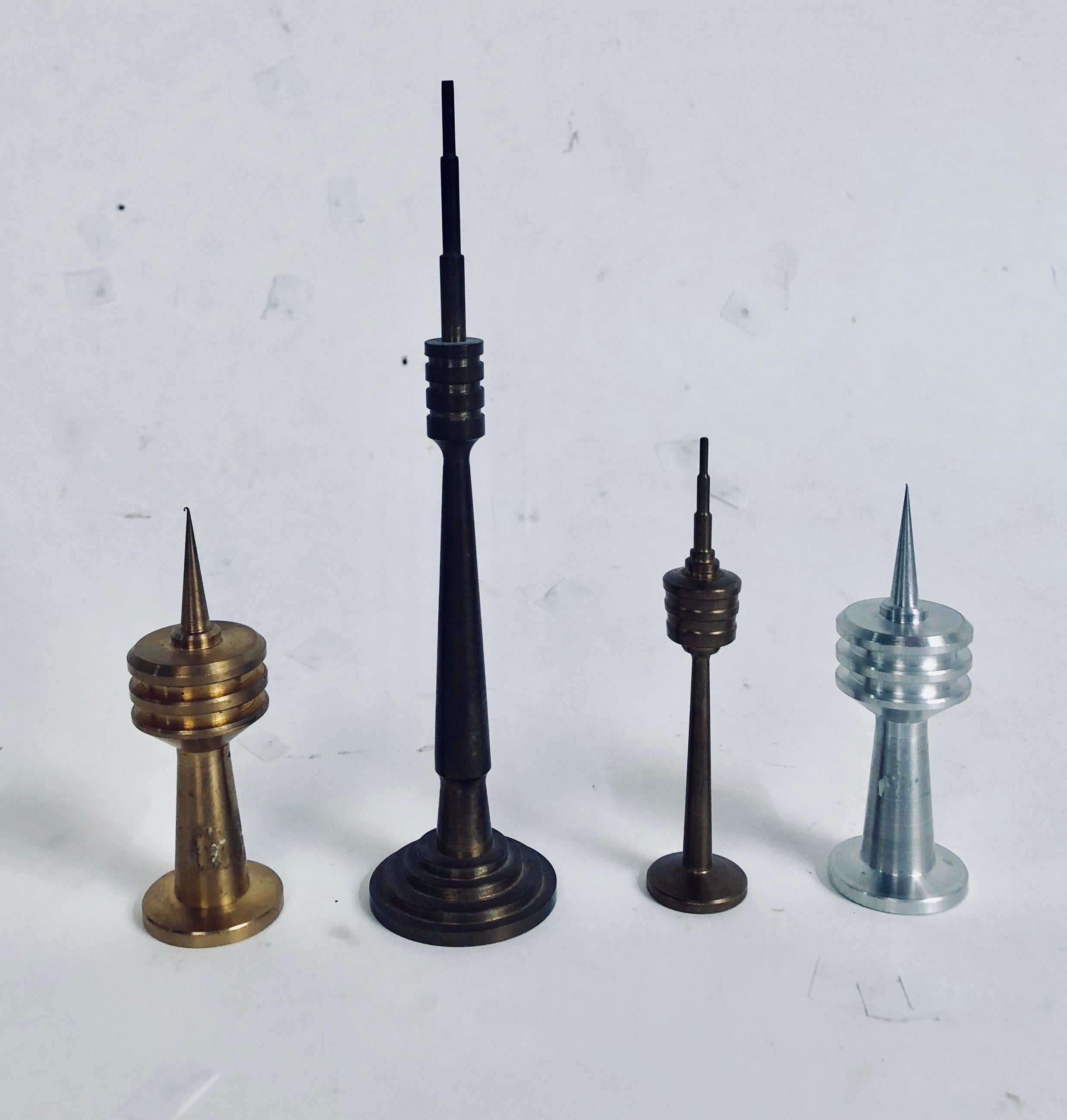 Collection Vintage Space Age Looking TV Tower Models circa 1950-1970 from Europe 2
