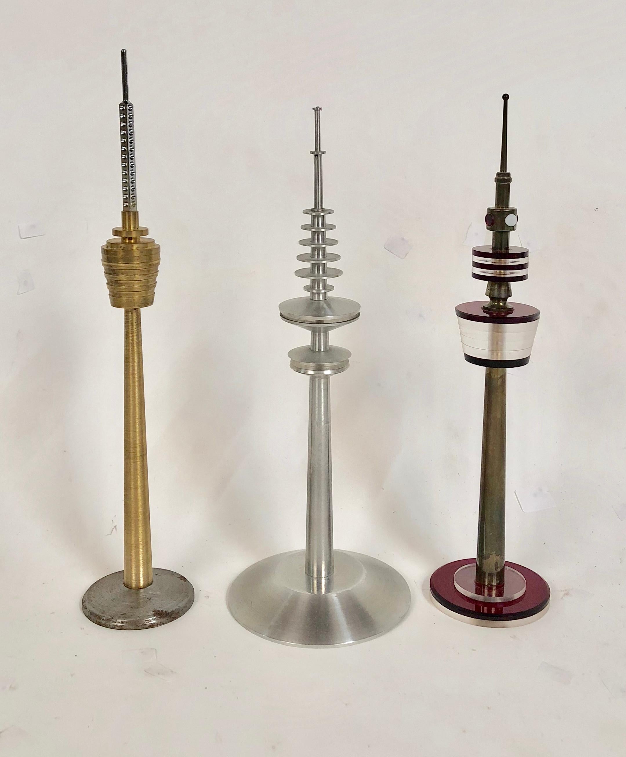 Collection Vintage Space Age Looking TV Tower Models circa 1950-1970 from Europe 3