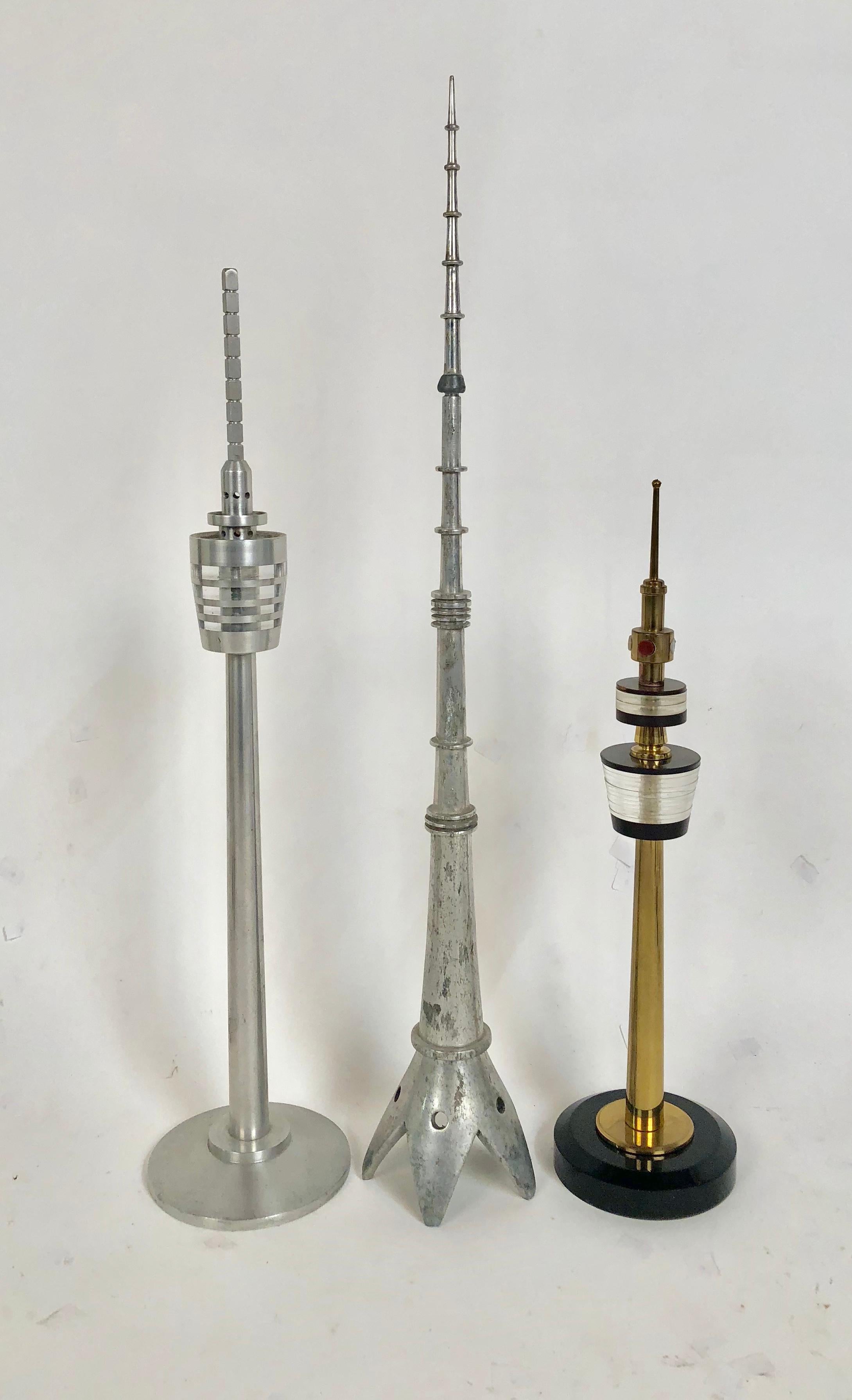 Collection Vintage Space Age Looking TV Tower Models circa 1950-1970 from Europe 4