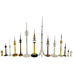 Collection Vintage Space Age Looking TV Tower Models circa 1950-1970 from Europe