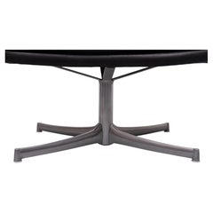 Collection Walter Knoll Black Leather Foot Stool 1970s Germany