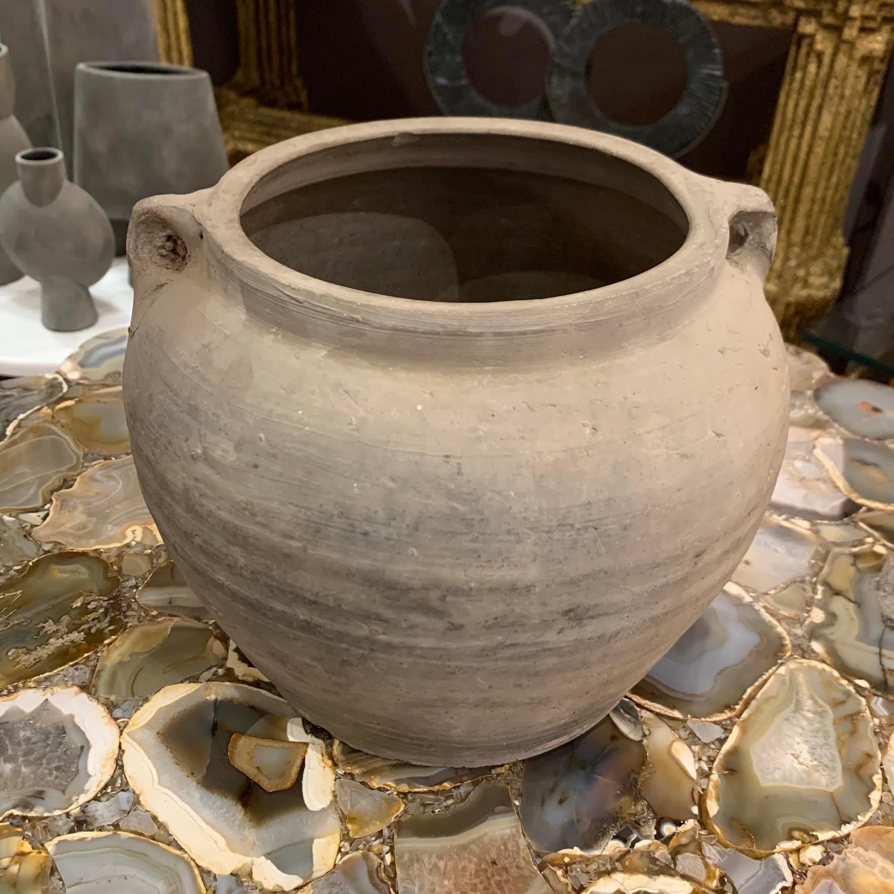 Collection Weathered Taupe Pots, China, 1940s In Excellent Condition In New York, NY