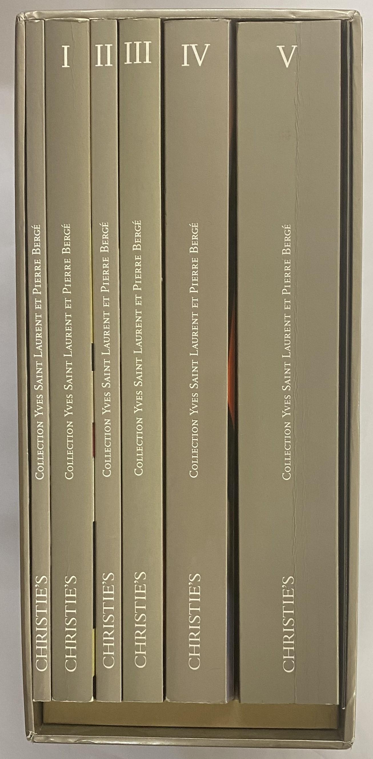 This is a very good set of the sales catalogues produced by Christie's for the sale of the magnificent collection put together by Yves Saint Laurent and Pierre Berge, 23rd - 25th February 2009, which included many amazing pieces and the auction set