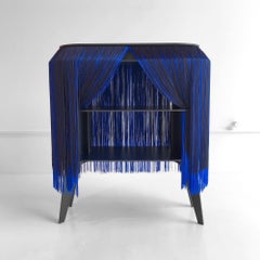 Blue Fringe Side Table / Nightstand, Made in France
