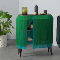 Green Fringe Side Table / Nightstand, Made in France