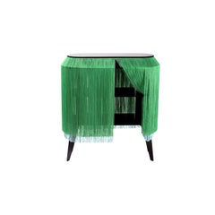 Green Fringe Side Table / Nightstand, Made in France