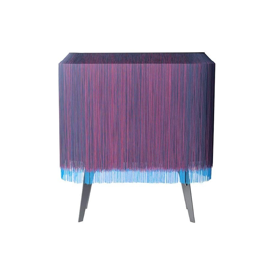 French Blue Fringe Bar / Cabinet,  Made in France For Sale